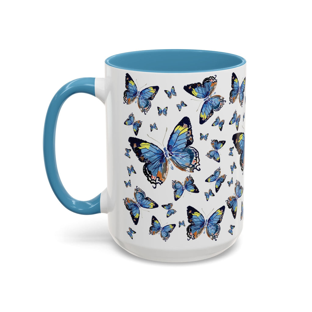 Butterfly Two Tone Ceramic Coffee Mugs - Blue Cava