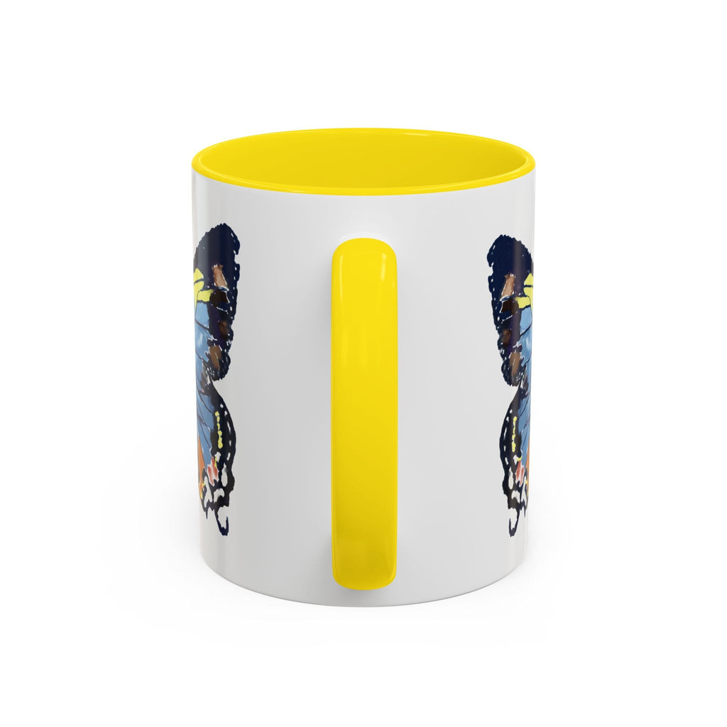 Butterfly Two Tone Ceramic Coffee Mug available in 11 oz or 15 oz with multiple color options - Blue Cava