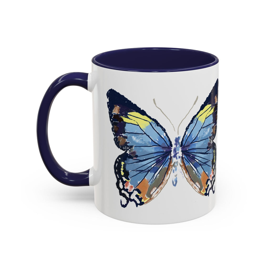 Butterfly Two Tone Ceramic Coffee Mug available in 11 oz or 15 oz with multiple color options - Blue Cava