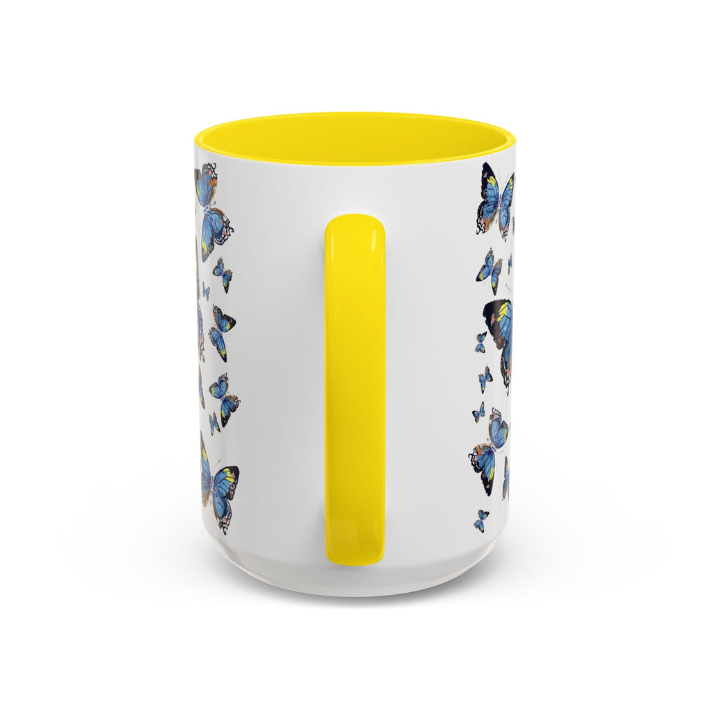 Butterfly Two Tone Ceramic Coffee Mugs - Blue Cava