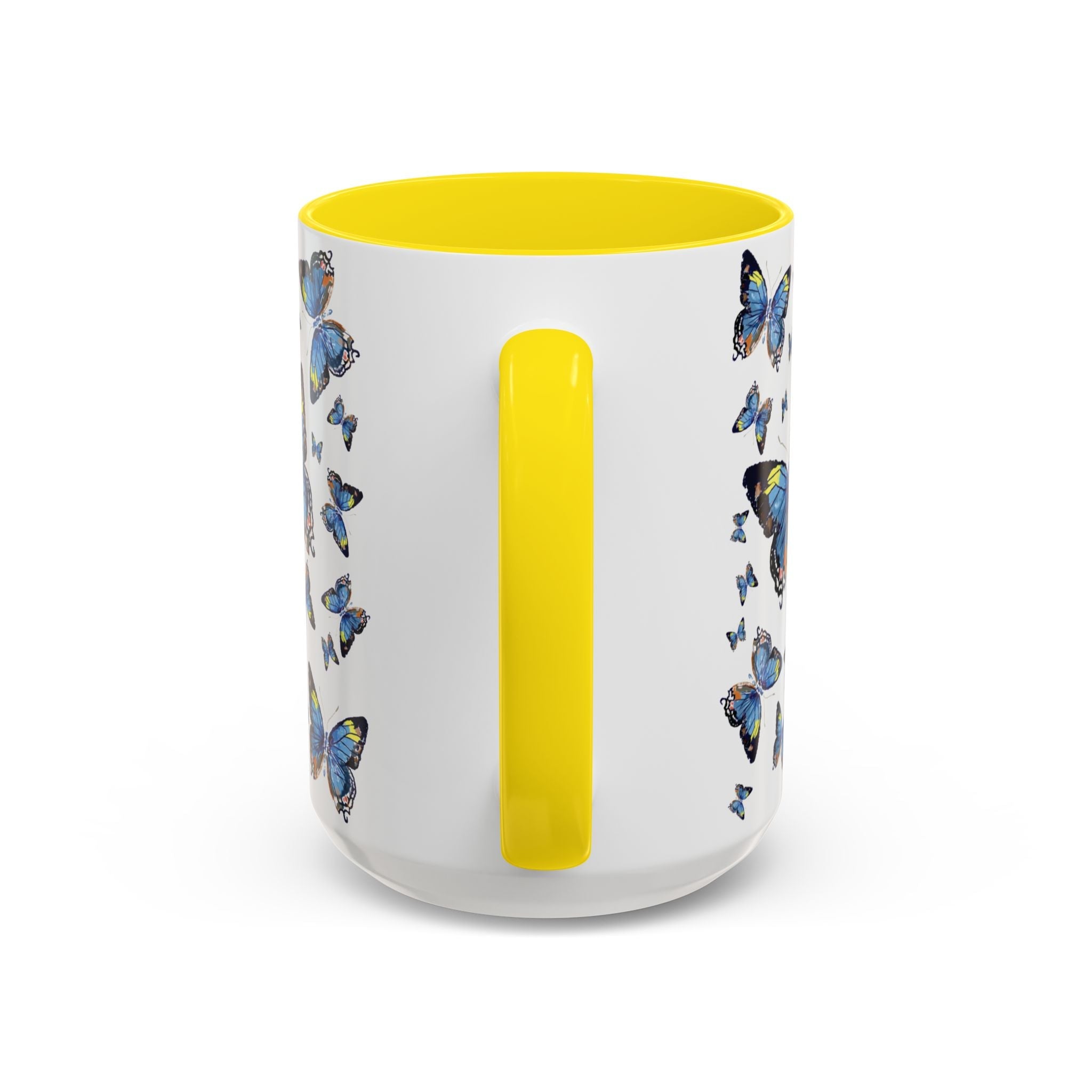 Butterfly Two Tone Ceramic Coffee Mugs - Blue Cava