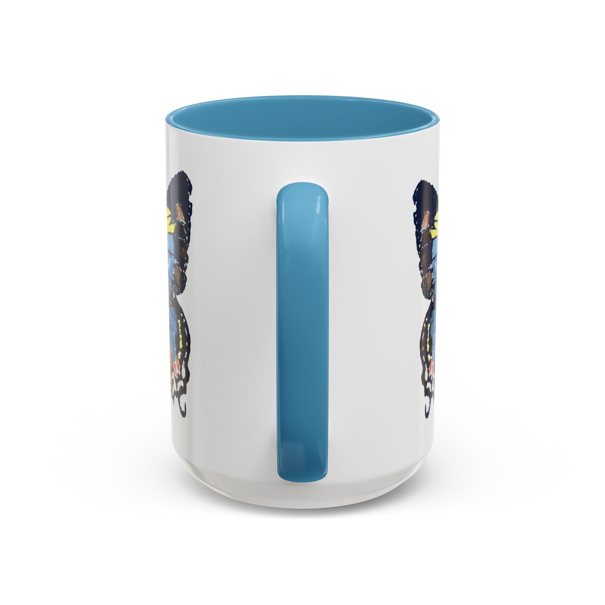 Butterfly Two Tone Ceramic Coffee Mug available in 11 oz or 15 oz with multiple color options - Blue Cava
