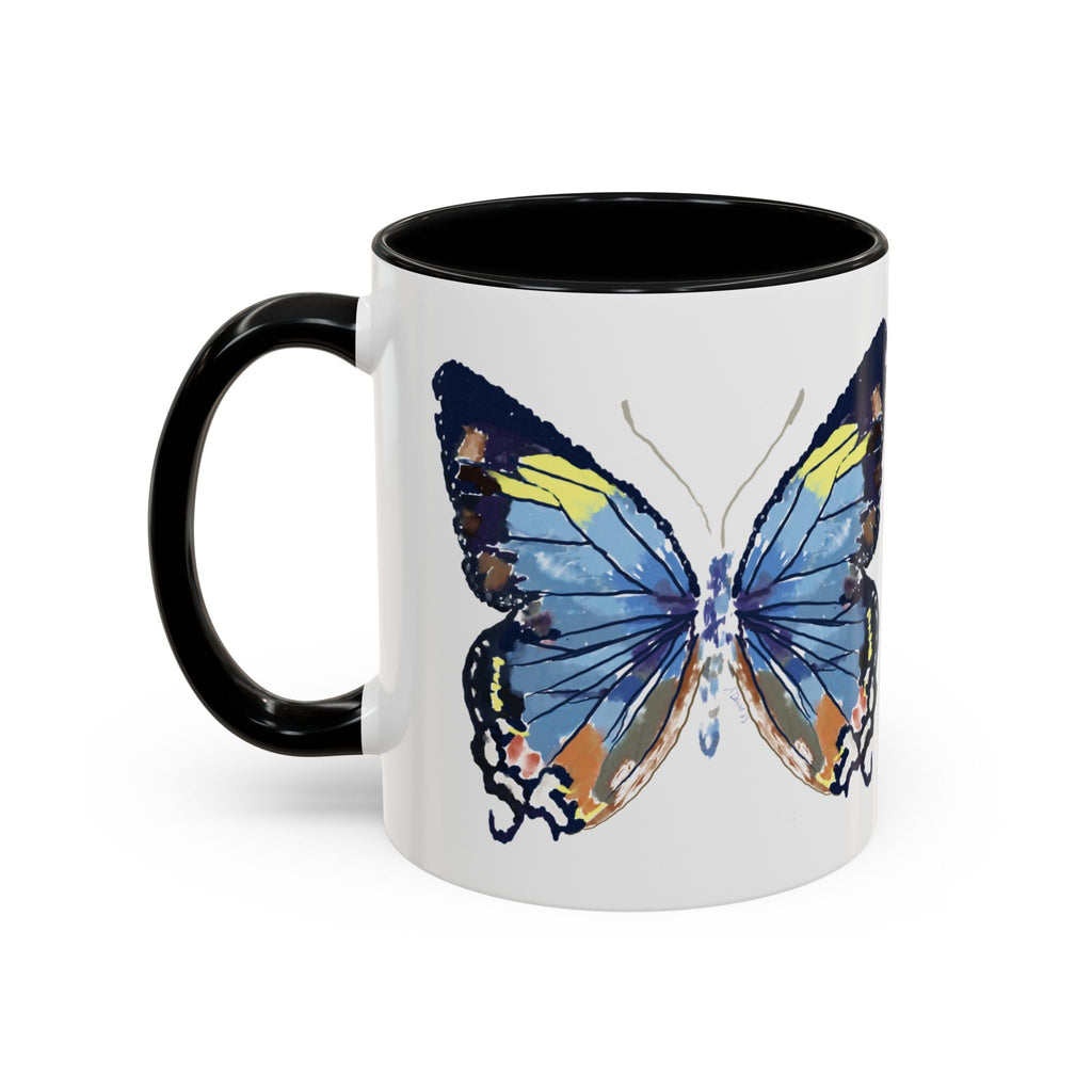 Butterfly Two Tone Ceramic Coffee Mug available in 11 oz or 15 oz with multiple color options - Blue Cava
