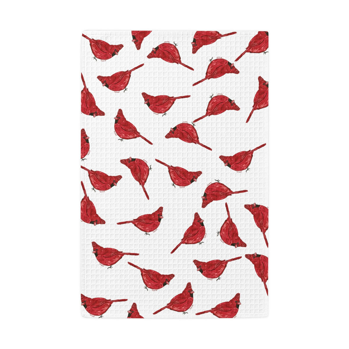 Cardinal Bird Microfiber Waffle Kitchen Towel - Blue Cava