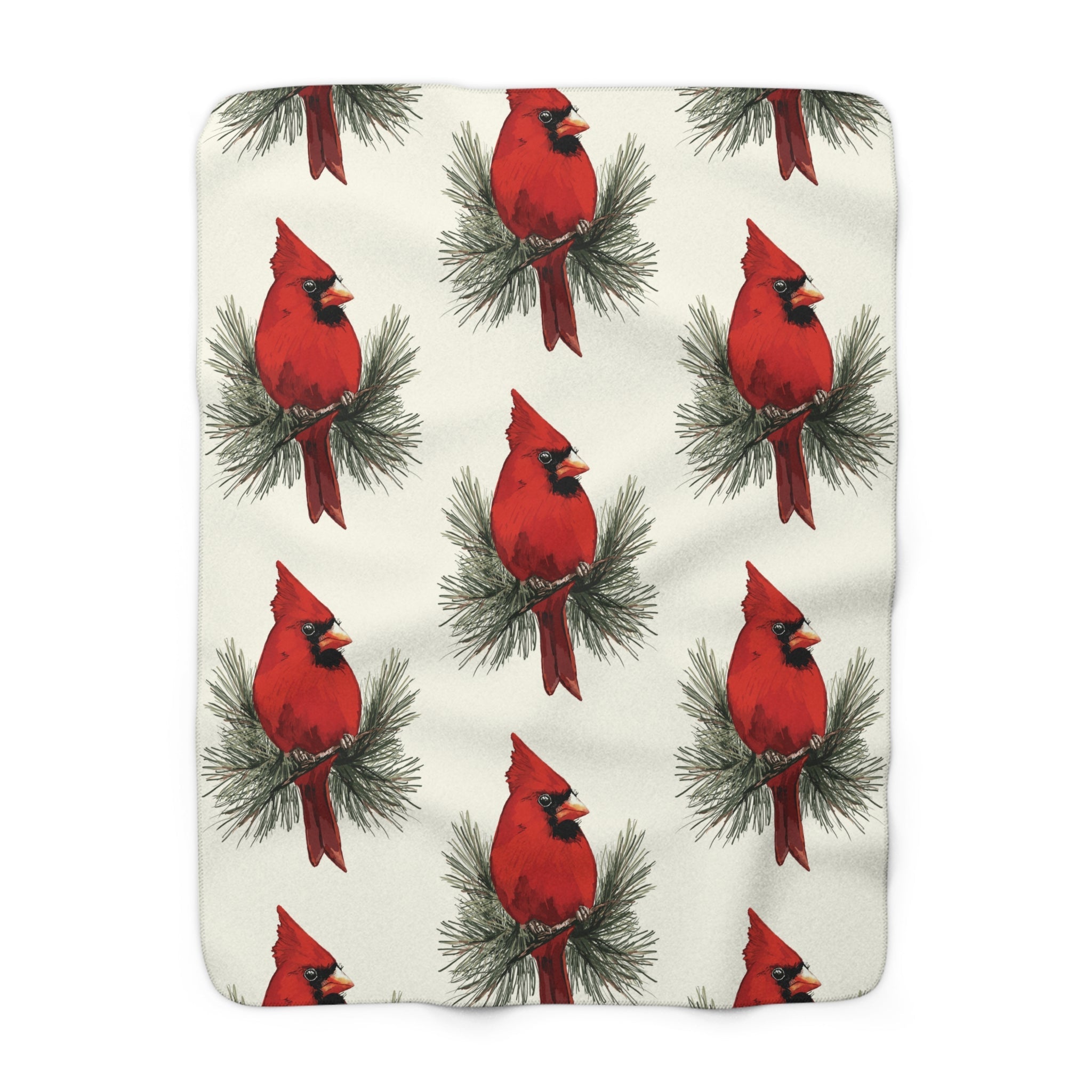 Cardinal Pattern Sherpa Blankets - Blue Cava
