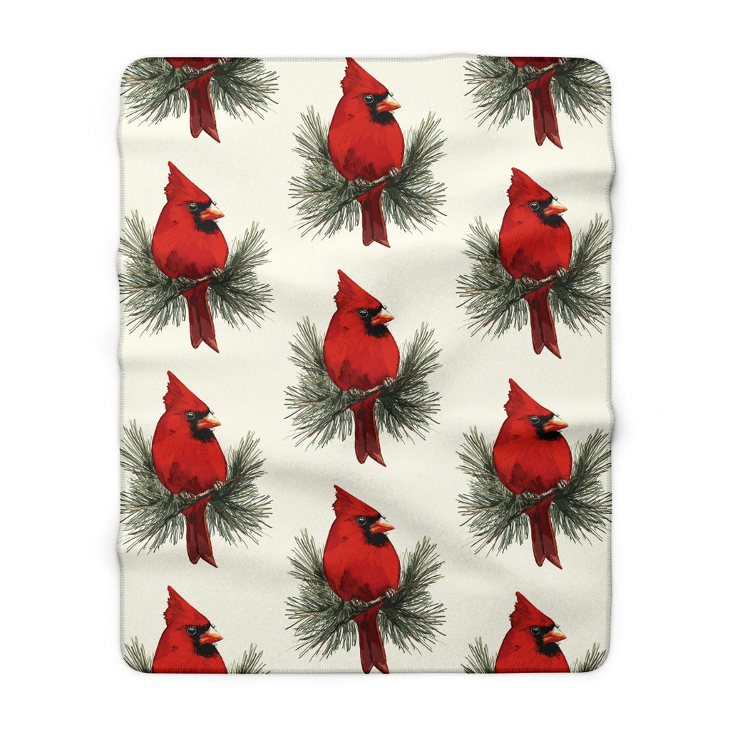 Cardinal Pattern Sherpa Blankets - Blue Cava