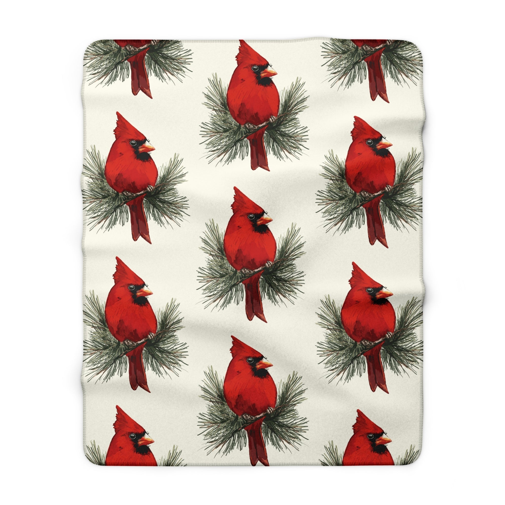 Cardinal Pattern Sherpa Blankets - Blue Cava