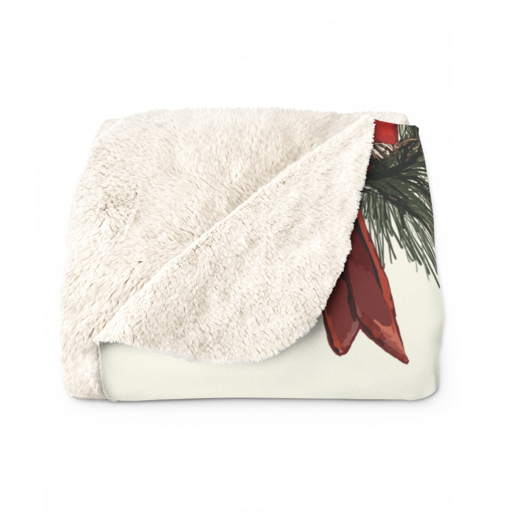 Cardinal Pattern Sherpa Blankets - Blue Cava