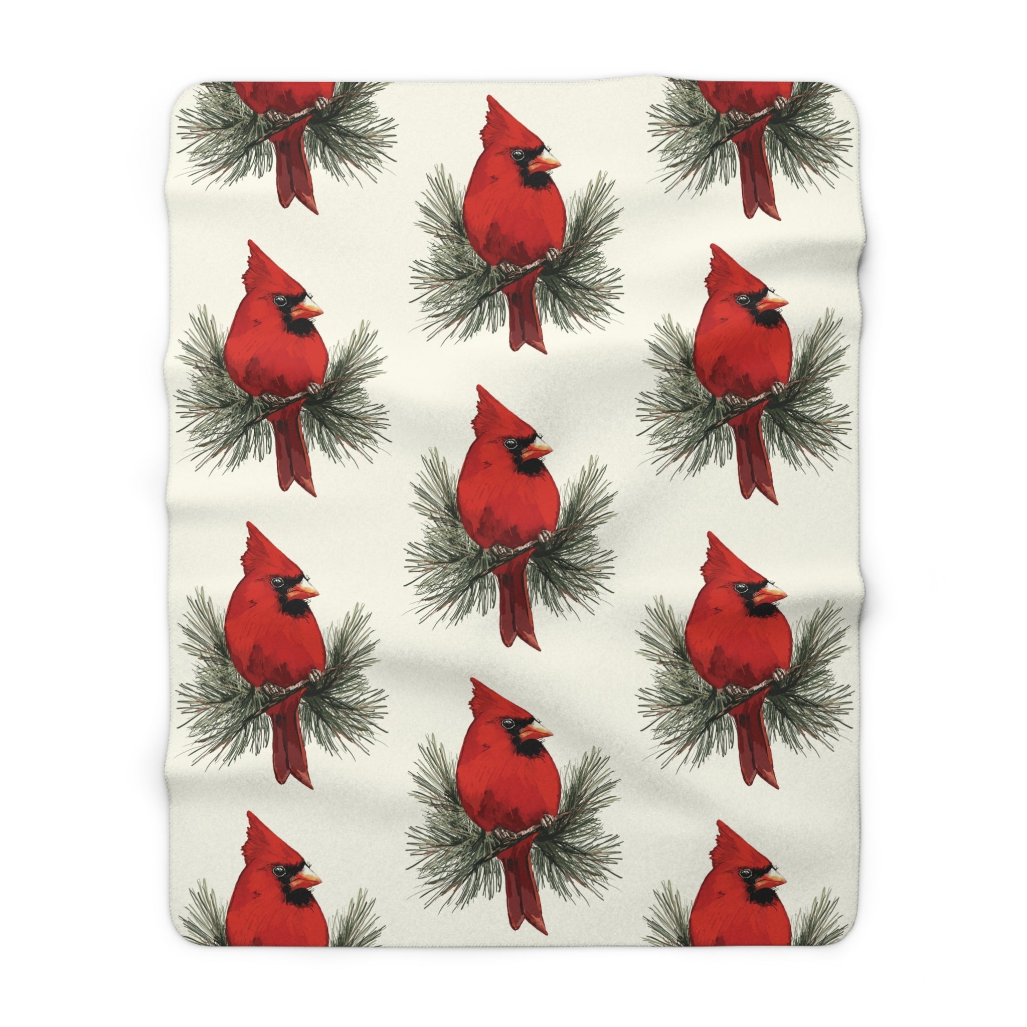 Cardinal Pattern Sherpa Blankets - Blue Cava