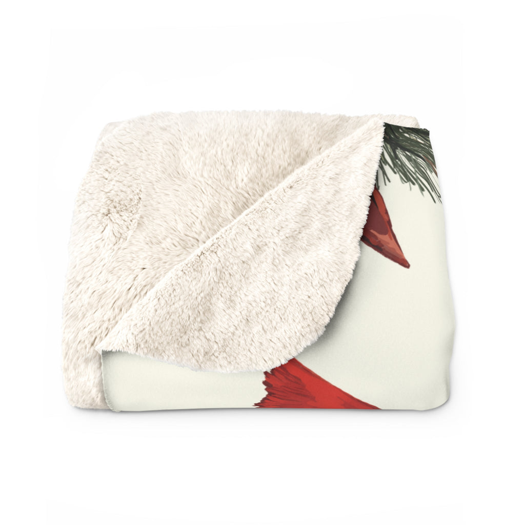 Cardinal Pattern Sherpa Blankets - Blue Cava