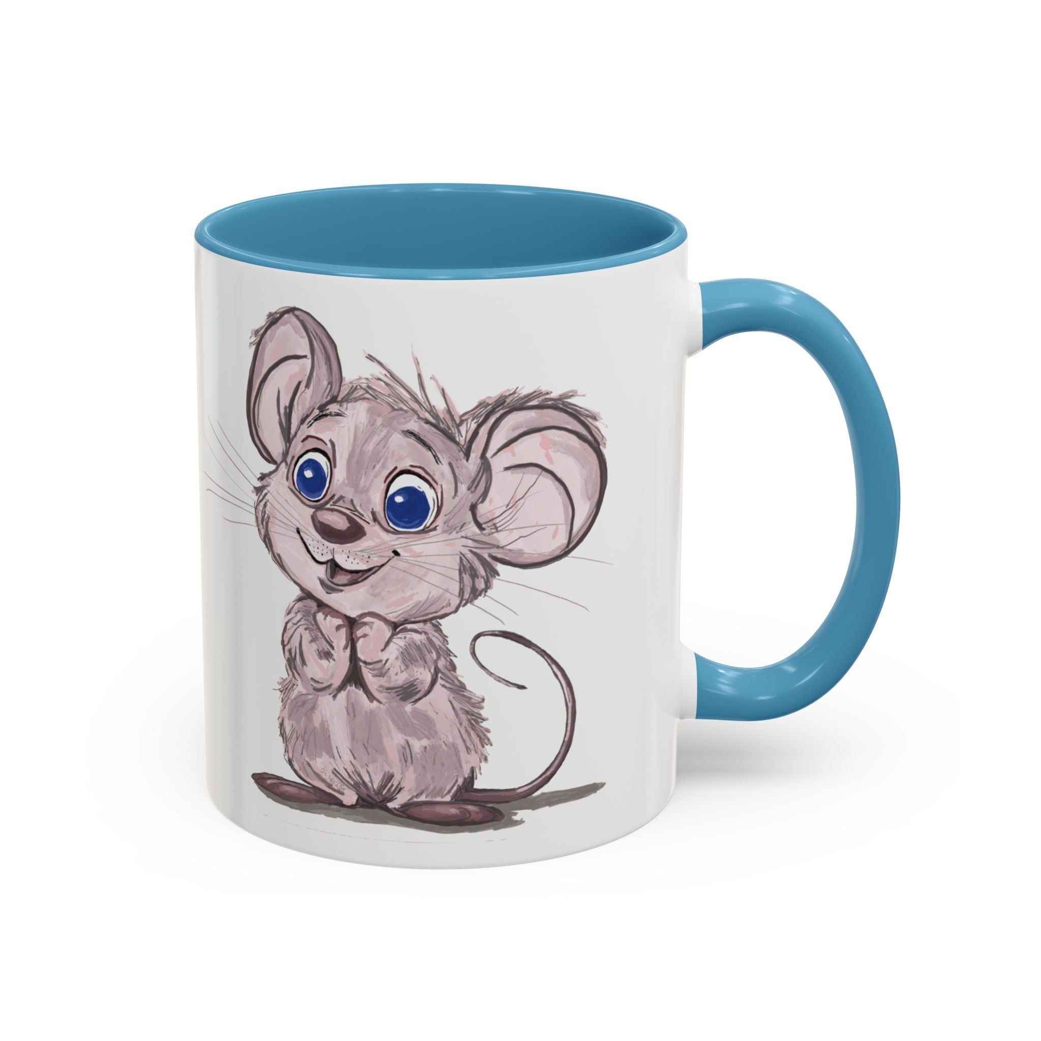 Cartoon Mouse Two Tone Ceramic Coffee Mugs - Blue Cava