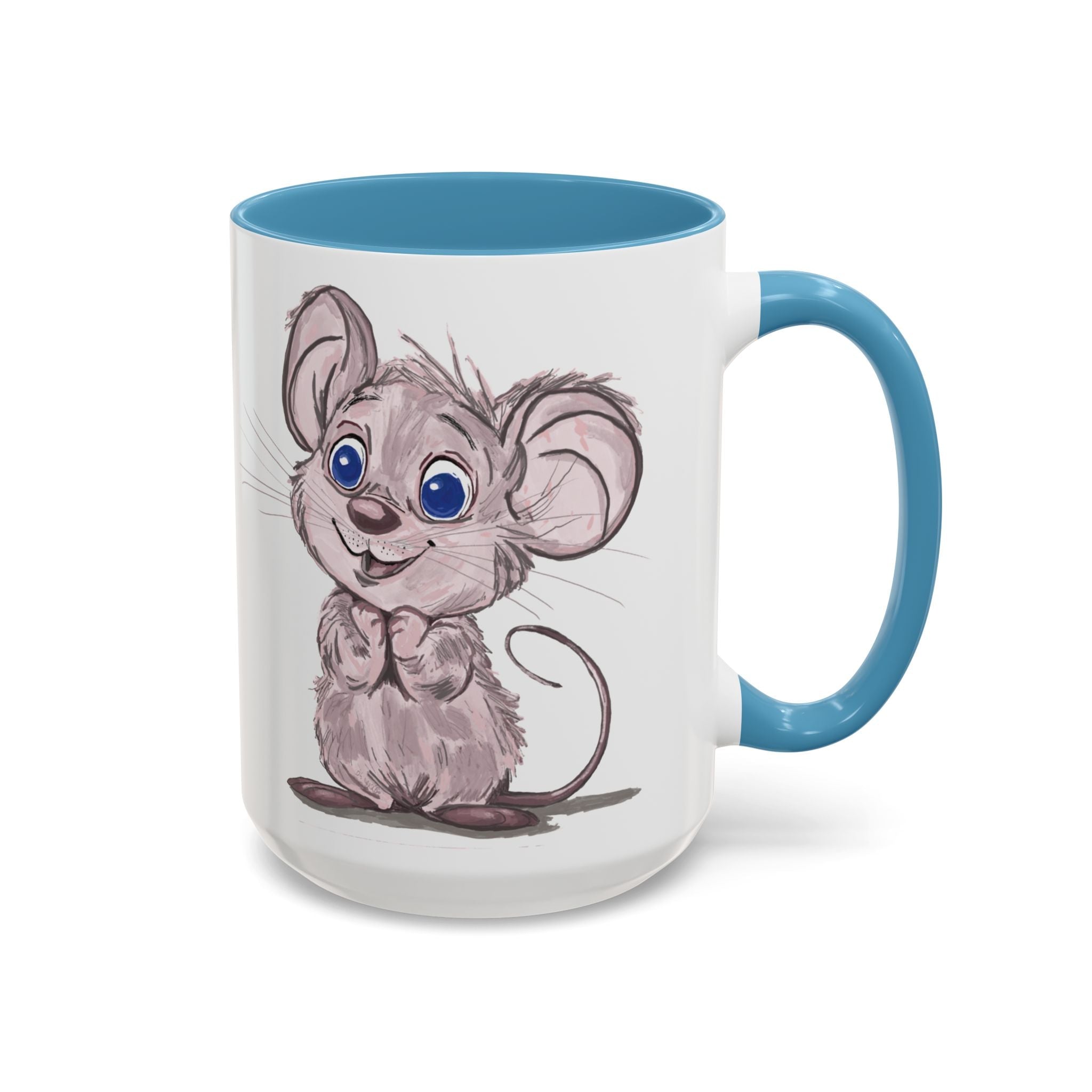 Cartoon Mouse Two Tone Ceramic Coffee Mugs - Blue Cava