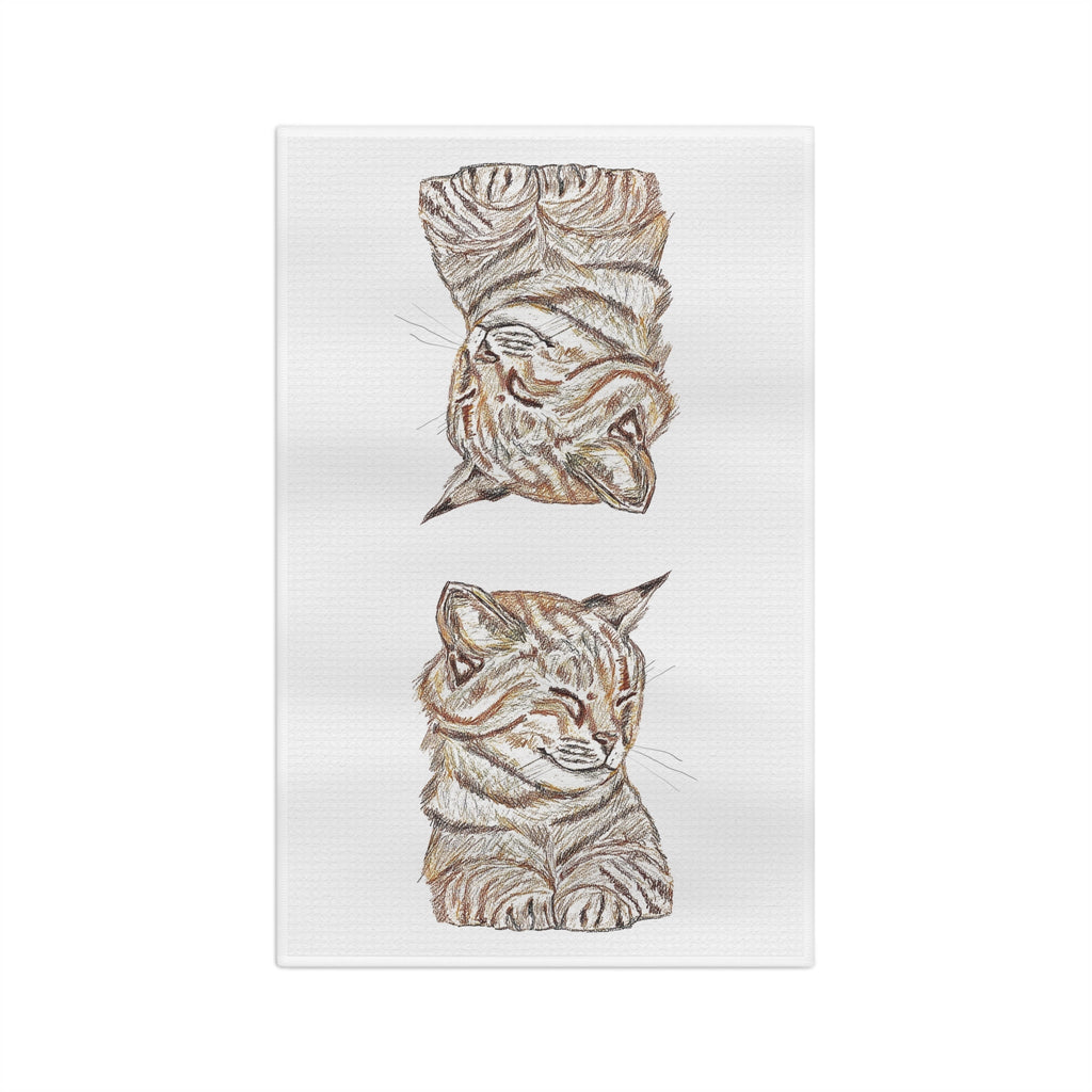Cat Microfiber Waffle Kitchen Towel - Blue Cava