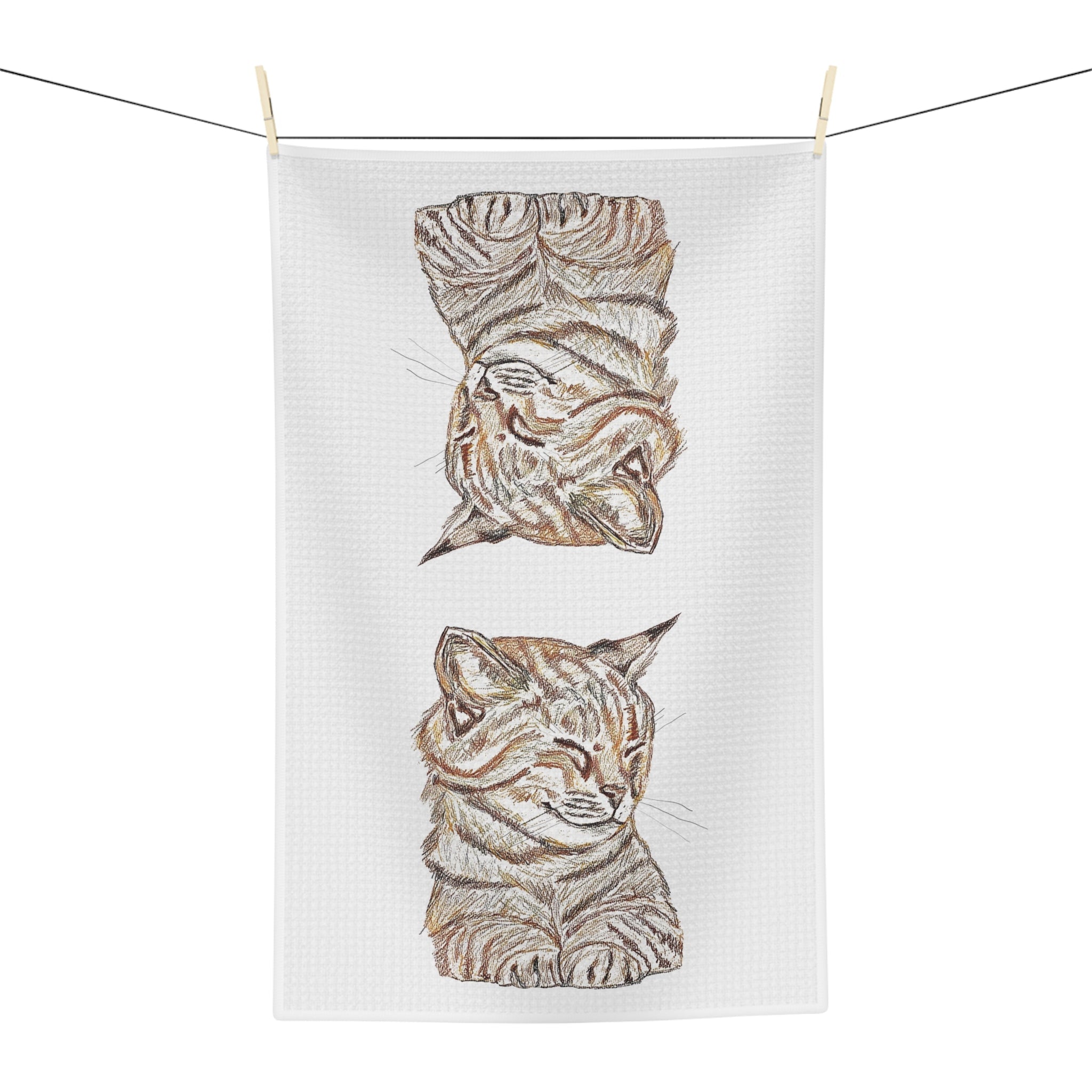 Cat Microfiber Waffle Kitchen Towel - Blue Cava