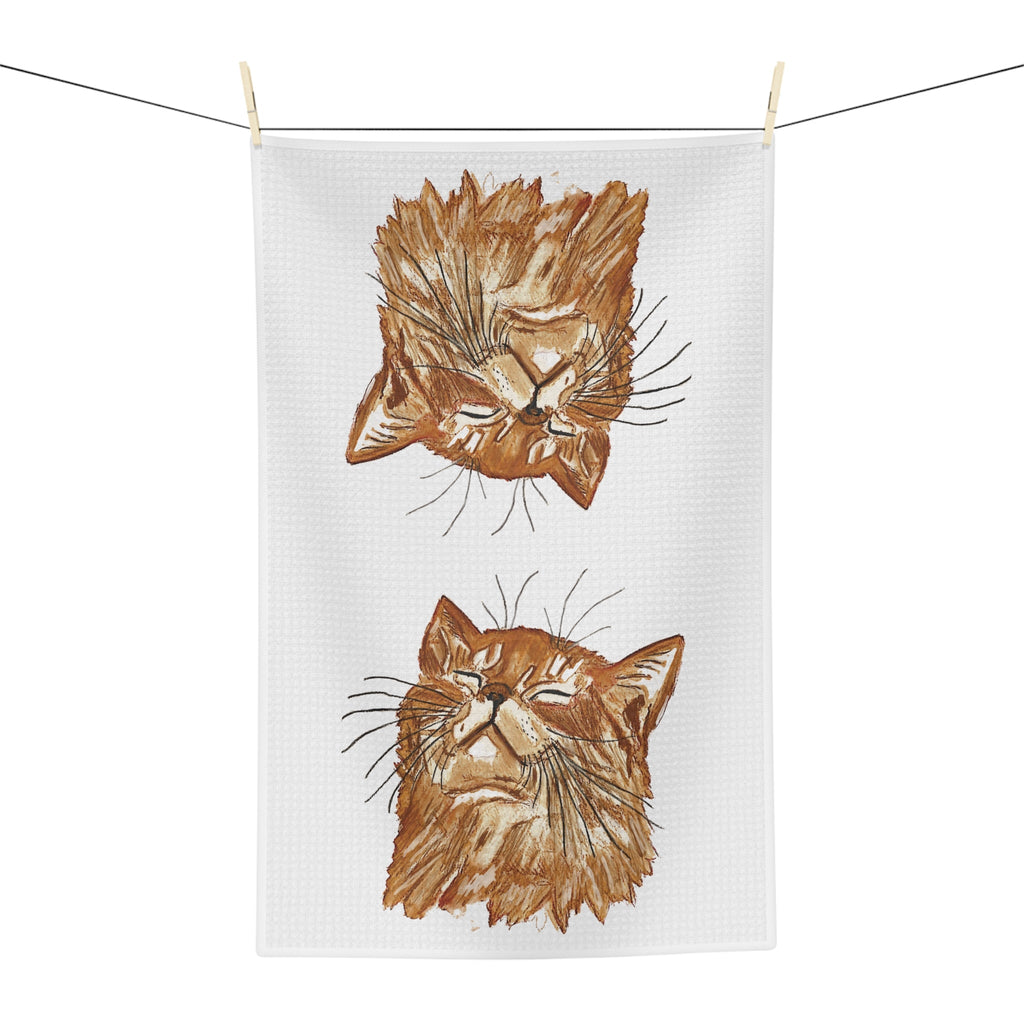 Cat Microfiber Waffle Kitchen Towel - Blue Cava