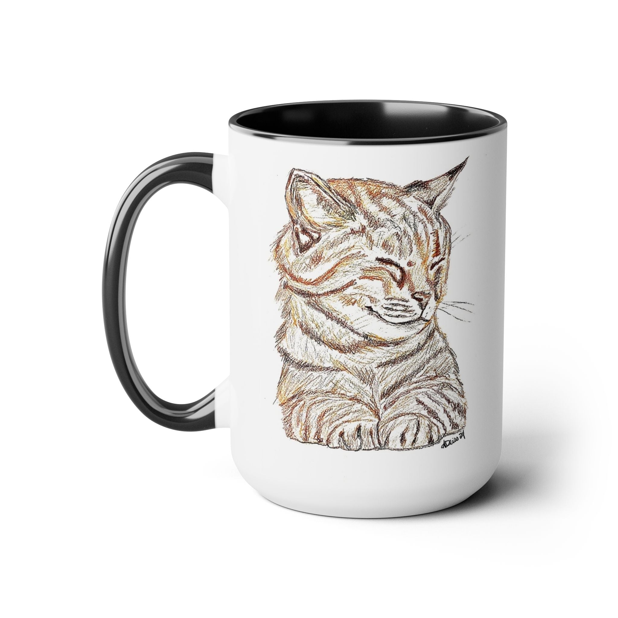 Cat Two - Tone Ceramic Coffee Mugs - Blue Cava