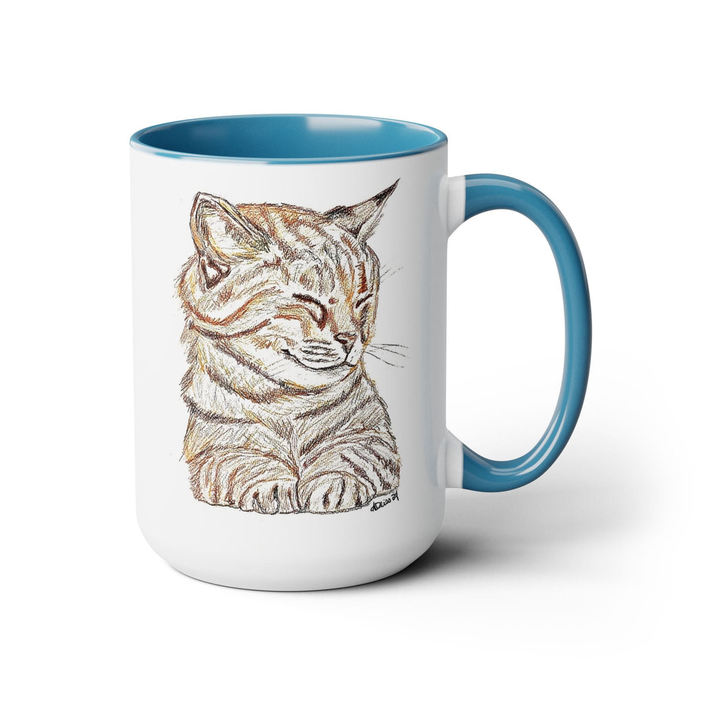 Cat Two - Tone Ceramic Coffee Mugs - Blue Cava