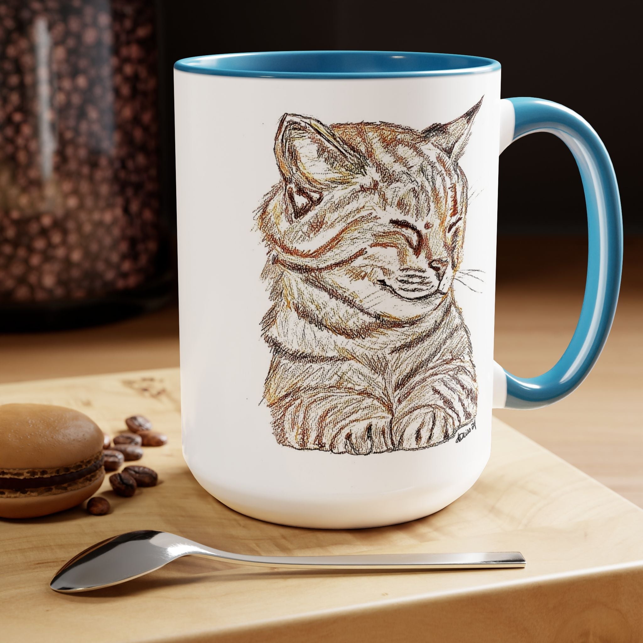 Cat Two - Tone Ceramic Coffee Mugs - Blue Cava