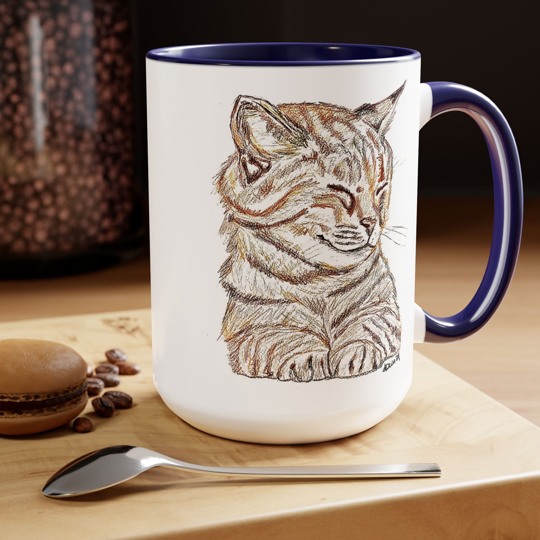 Cat Two - Tone Ceramic Coffee Mugs - Blue Cava