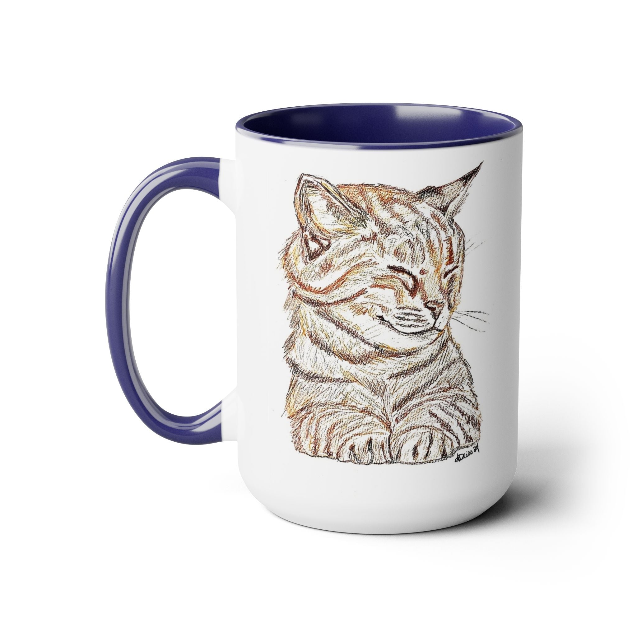 Cat Two - Tone Ceramic Coffee Mugs - Blue Cava