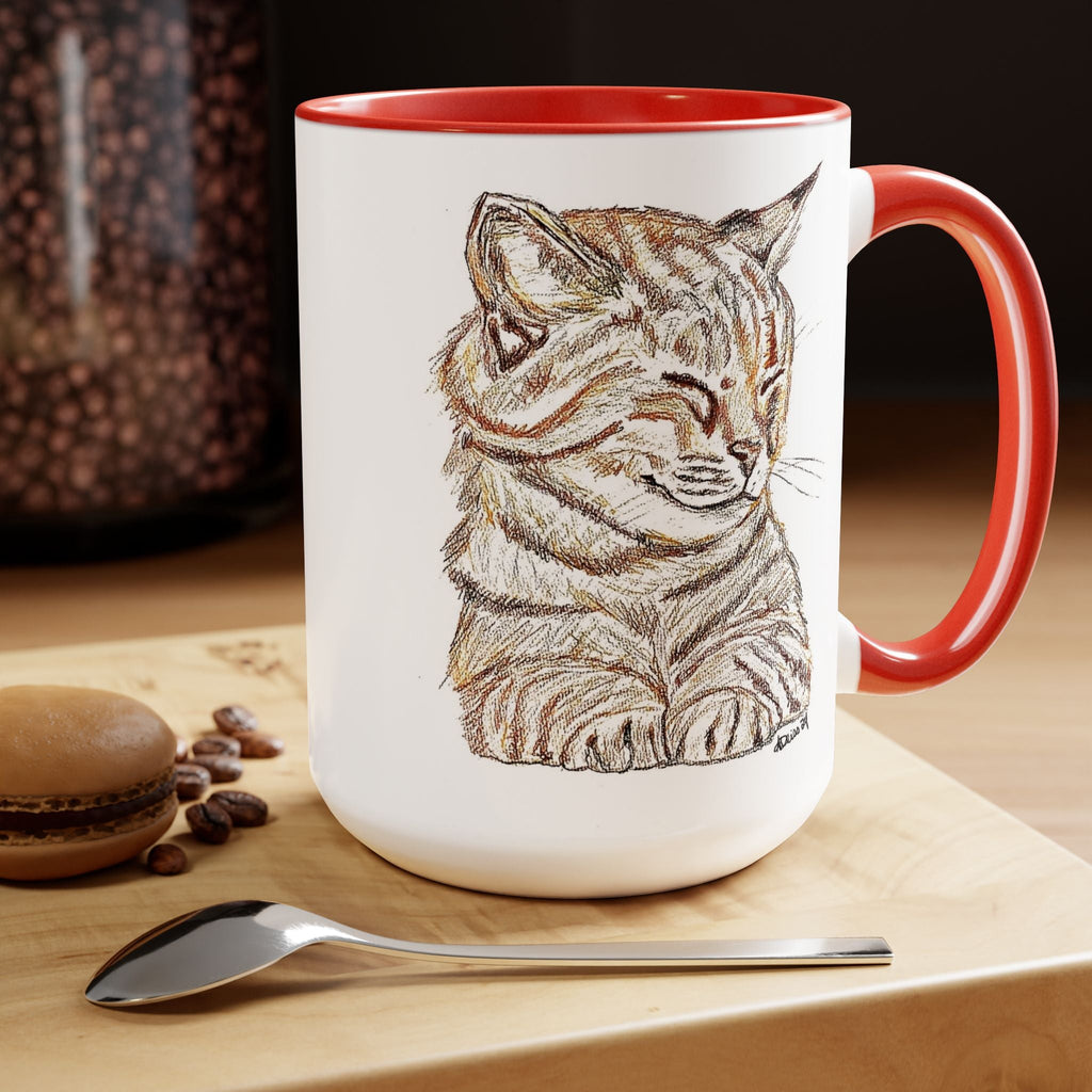 Cat Two - Tone Ceramic Coffee Mugs - Blue Cava