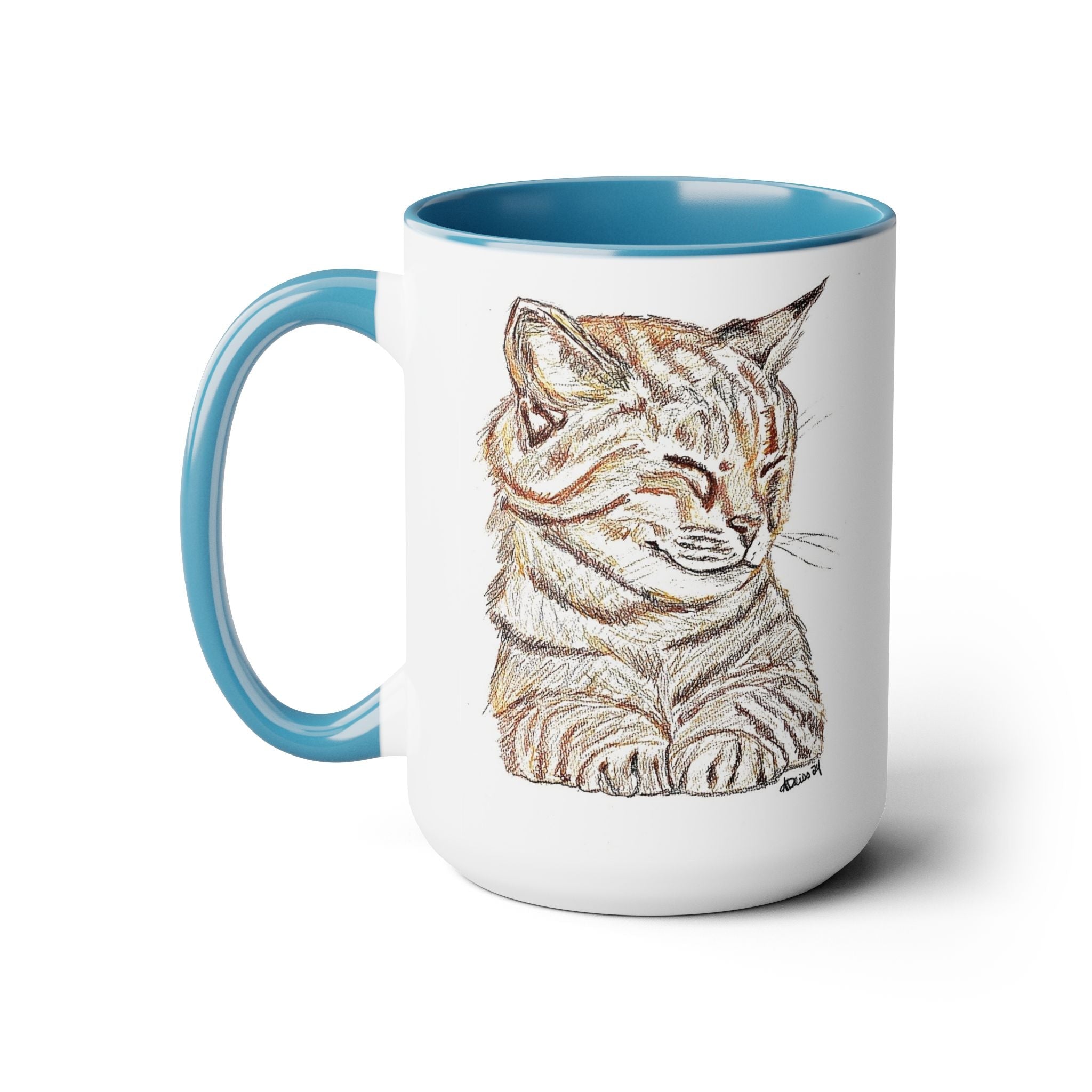 Cat Two - Tone Ceramic Coffee Mugs - Blue Cava