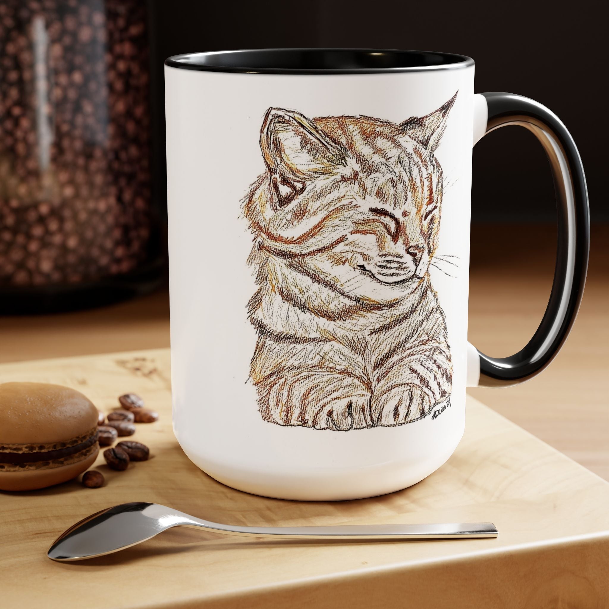 Cat Two - Tone Ceramic Coffee Mugs - Blue Cava