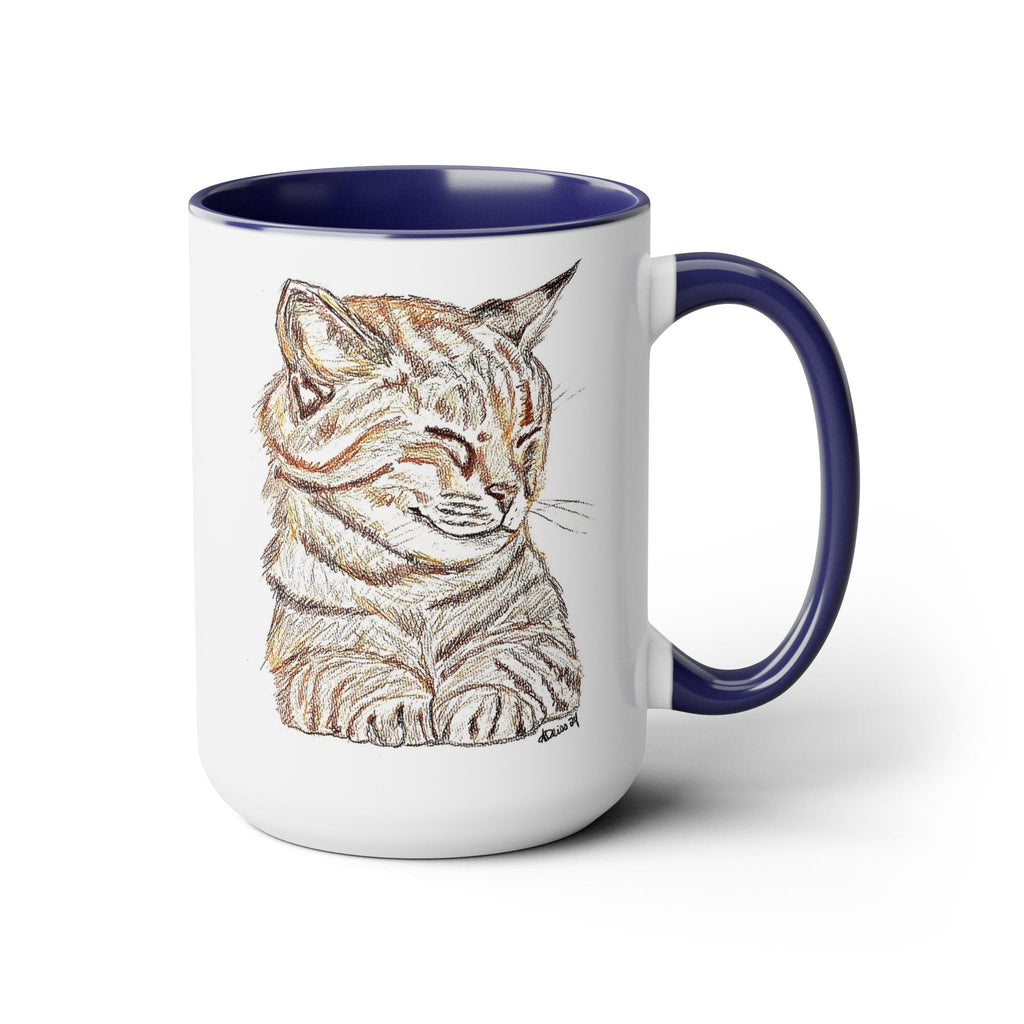 Cat Two - Tone Ceramic Coffee Mugs - Blue Cava