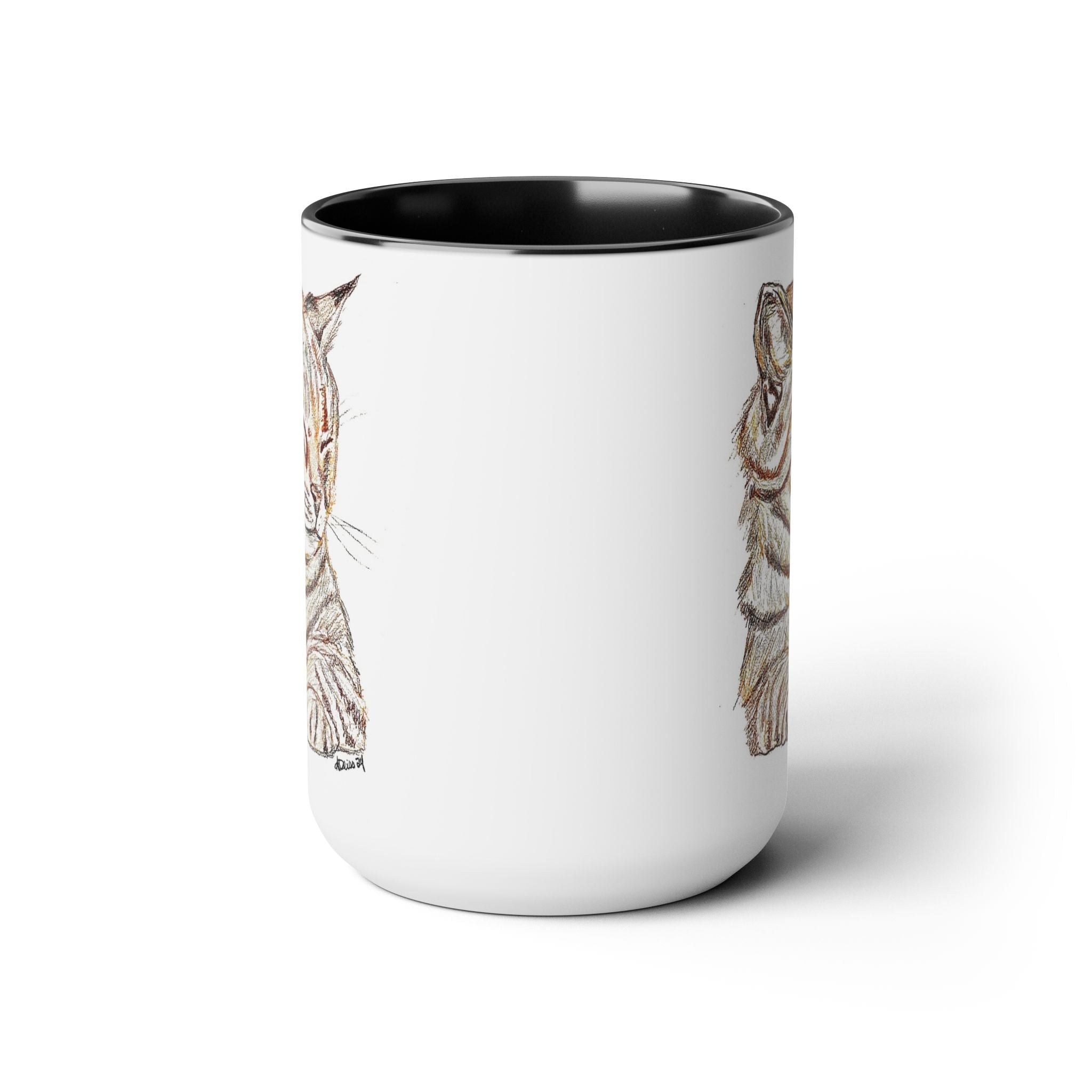 Cat Two - Tone Ceramic Coffee Mugs - Blue Cava