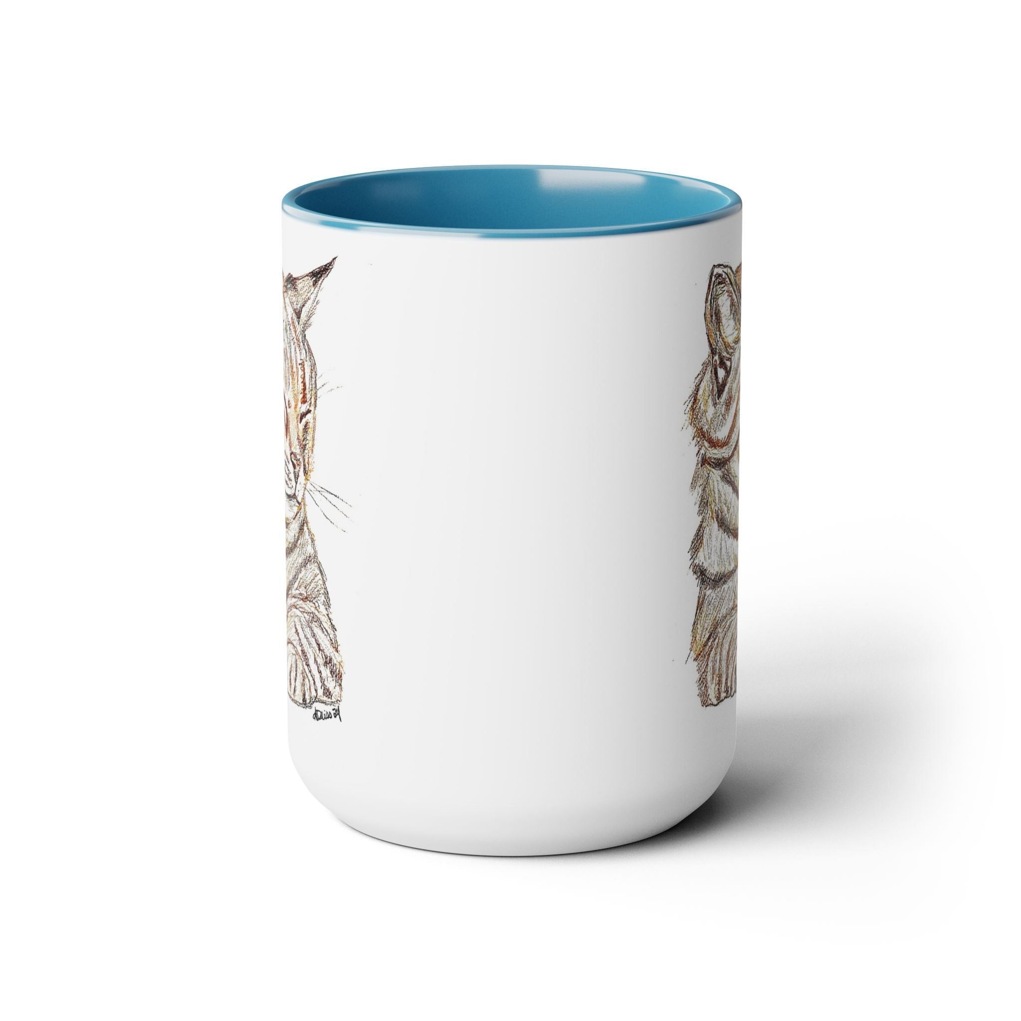 Cat Two - Tone Ceramic Coffee Mugs - Blue Cava
