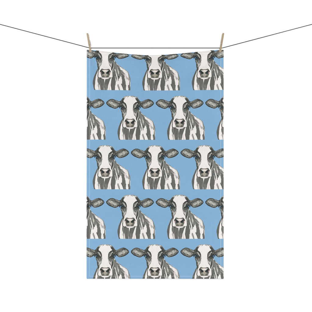 Charming Cow Kitchen Tea Towels | Farmhouse Decor - Blue Cava