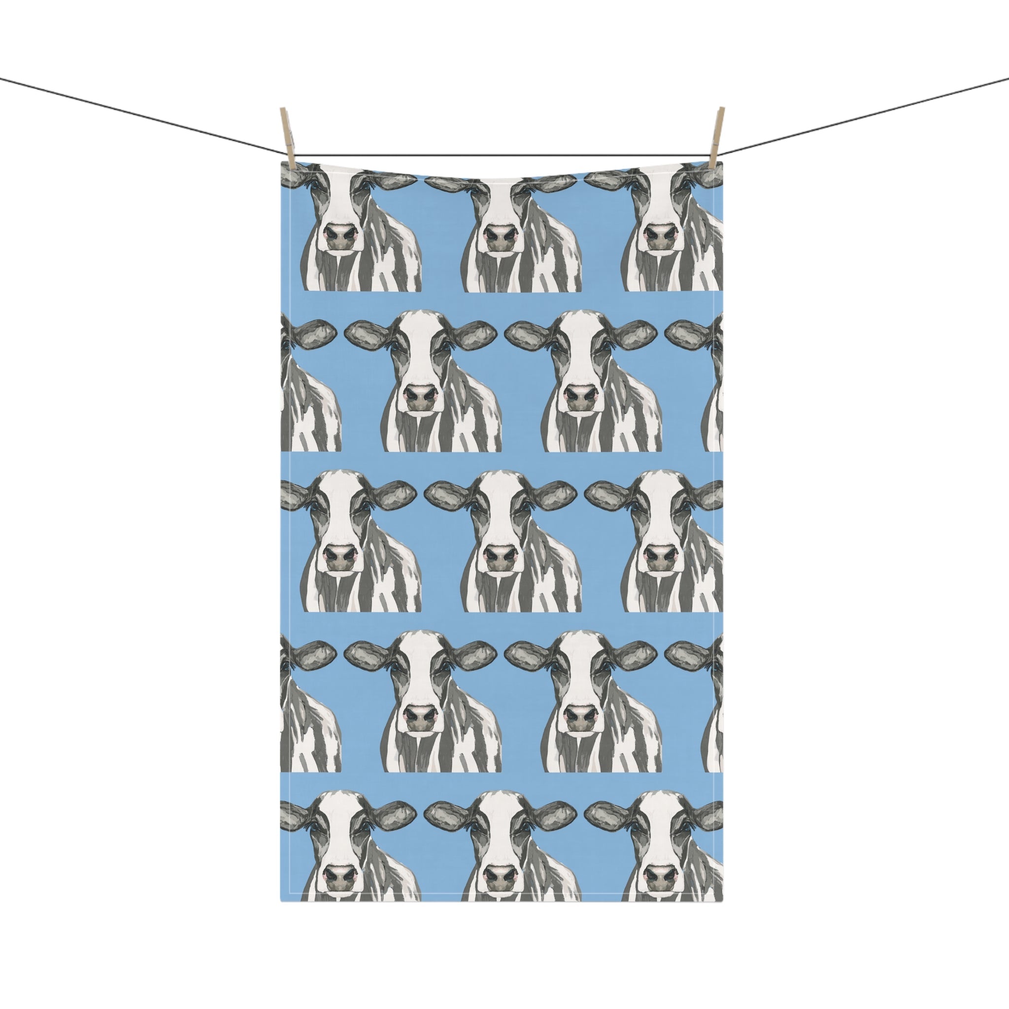 Charming Cow Kitchen Tea Towels | Farmhouse Decor - Blue Cava