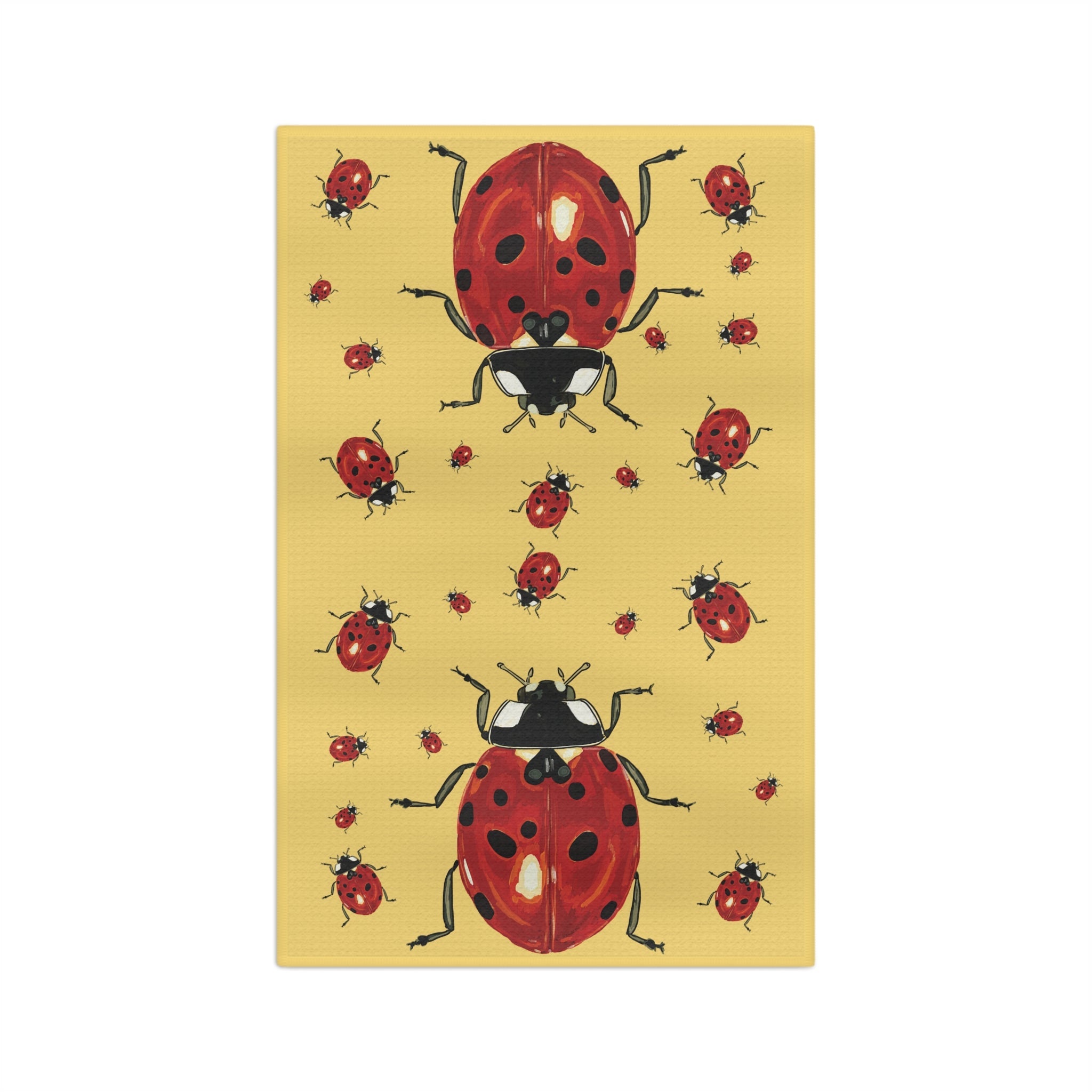 Cheerful Ladybug Microfiber Waffle Kitchen Towel - Blue Cava