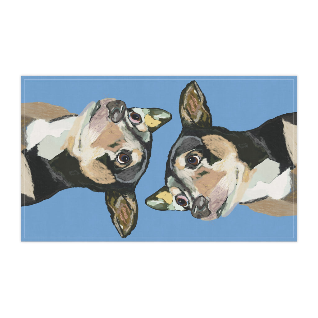 Chihuahua Linen Kitchen Tea Towels 18 x 30 in cotton twill or polyester - Blue Cava
