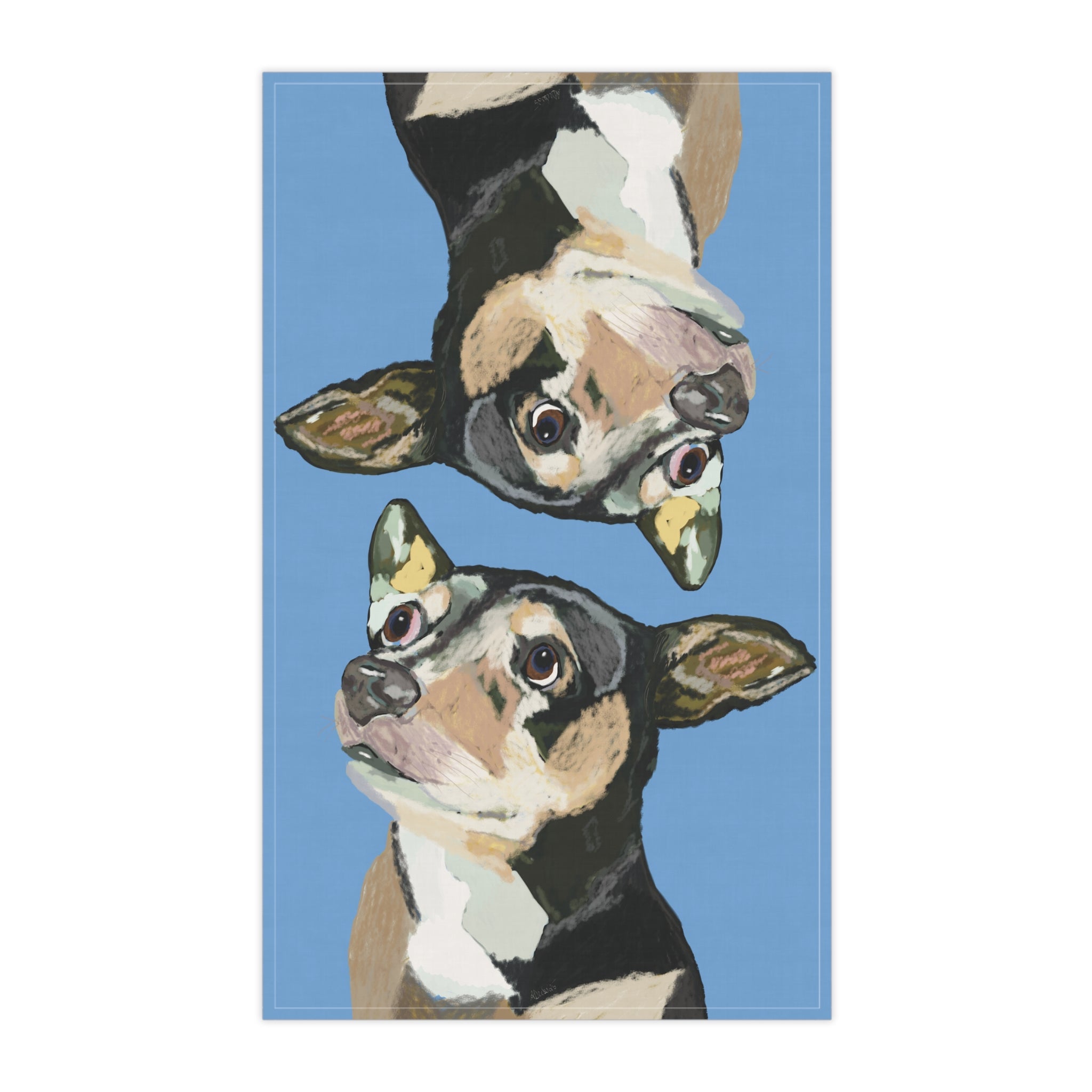 Chihuahua Linen Kitchen Tea Towels 18 x 30 in cotton twill or polyester - Blue Cava