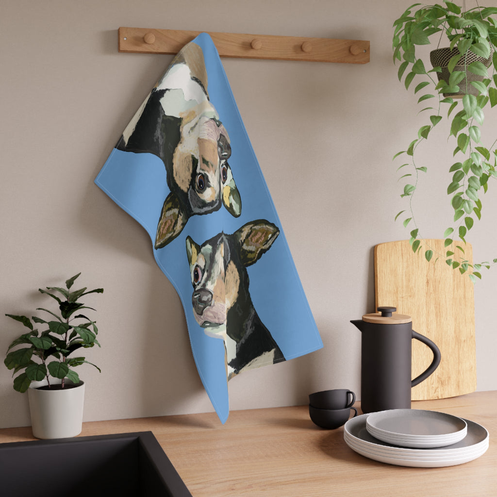 Chihuahua Linen Kitchen Tea Towels 18 x 30 in cotton twill or polyester - Blue Cava