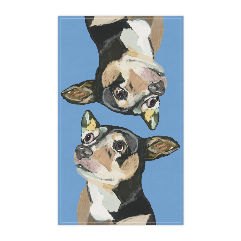 Chihuahua Linen Kitchen Tea Towels 18 x 30 in cotton twill or polyester - Blue Cava