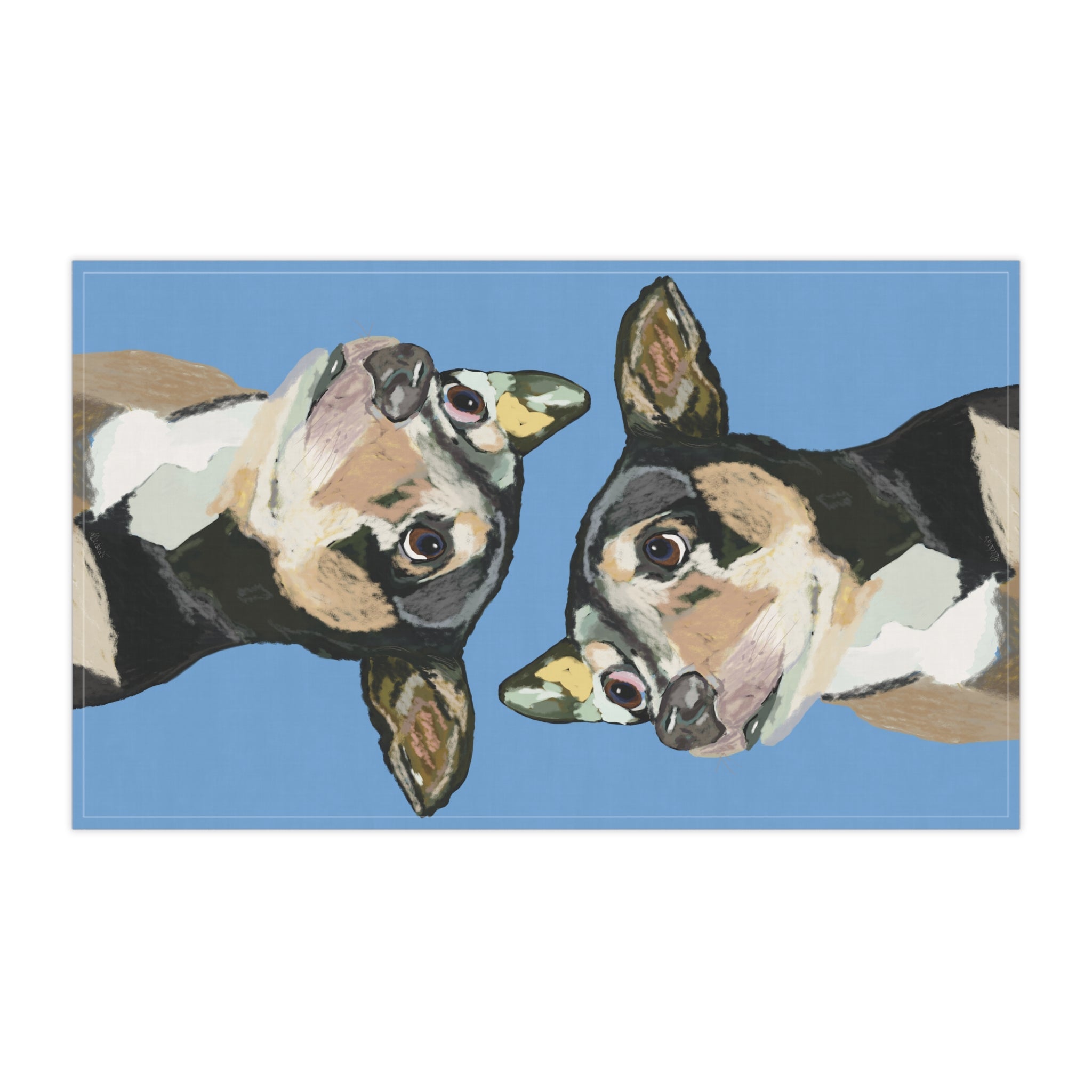 Chihuahua Linen Kitchen Tea Towels 18 x 30 in cotton twill or polyester - Blue Cava