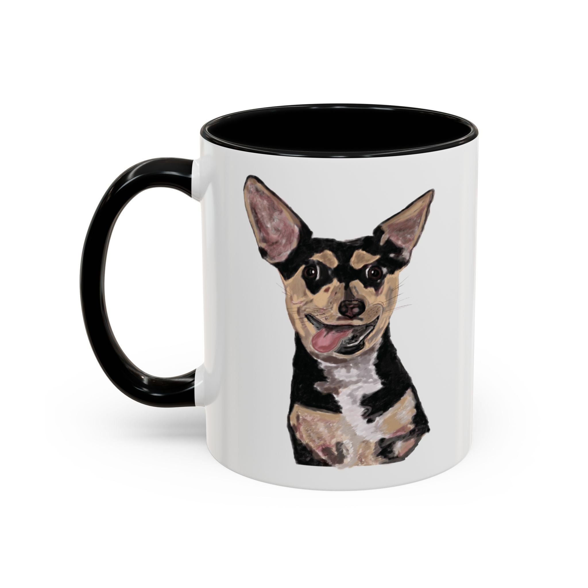 Chihuahua "Rascal" Two Tone Ceramic Coffee Mugs - Blue Cava