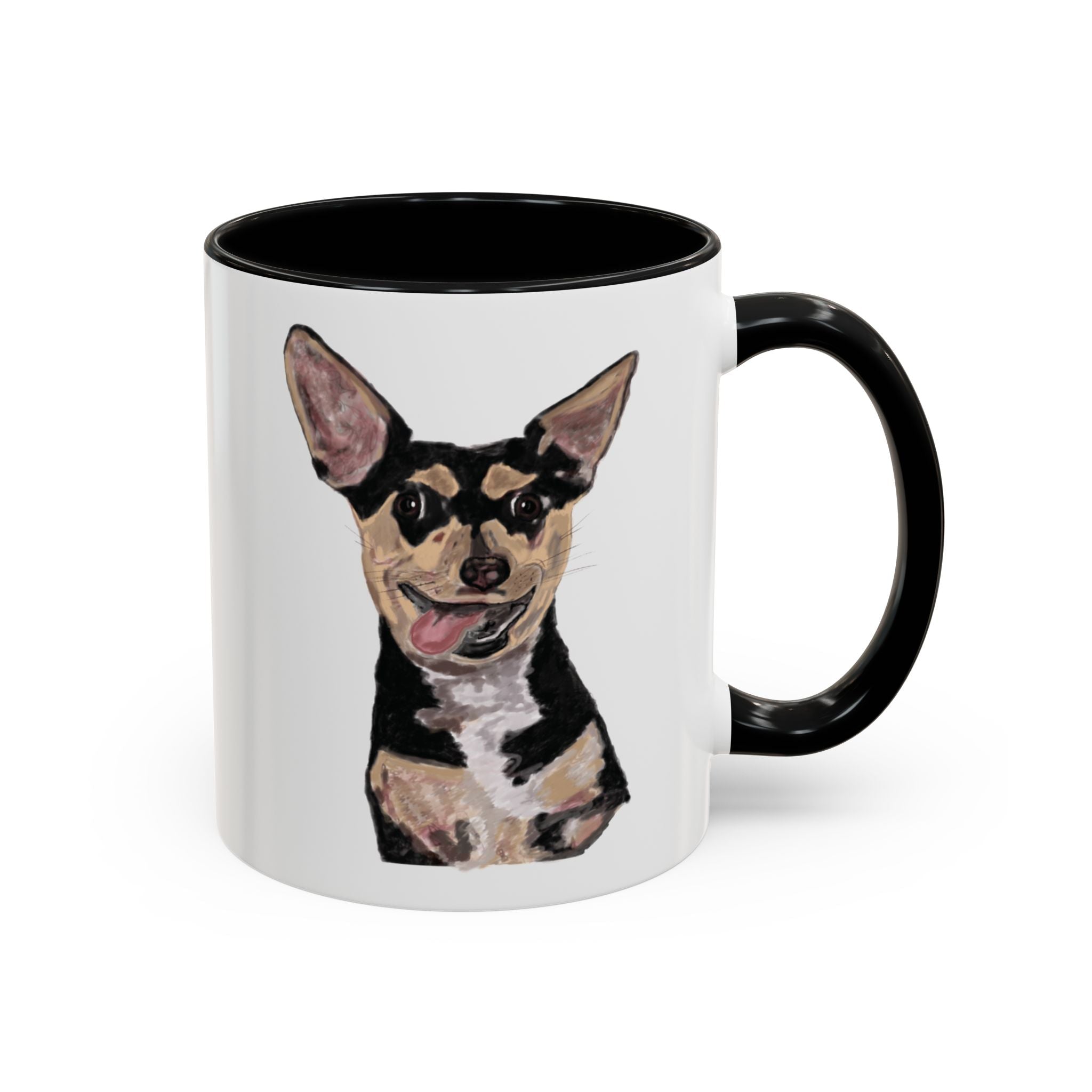 Chihuahua "Rascal" Two Tone Ceramic Coffee Mugs - Blue Cava