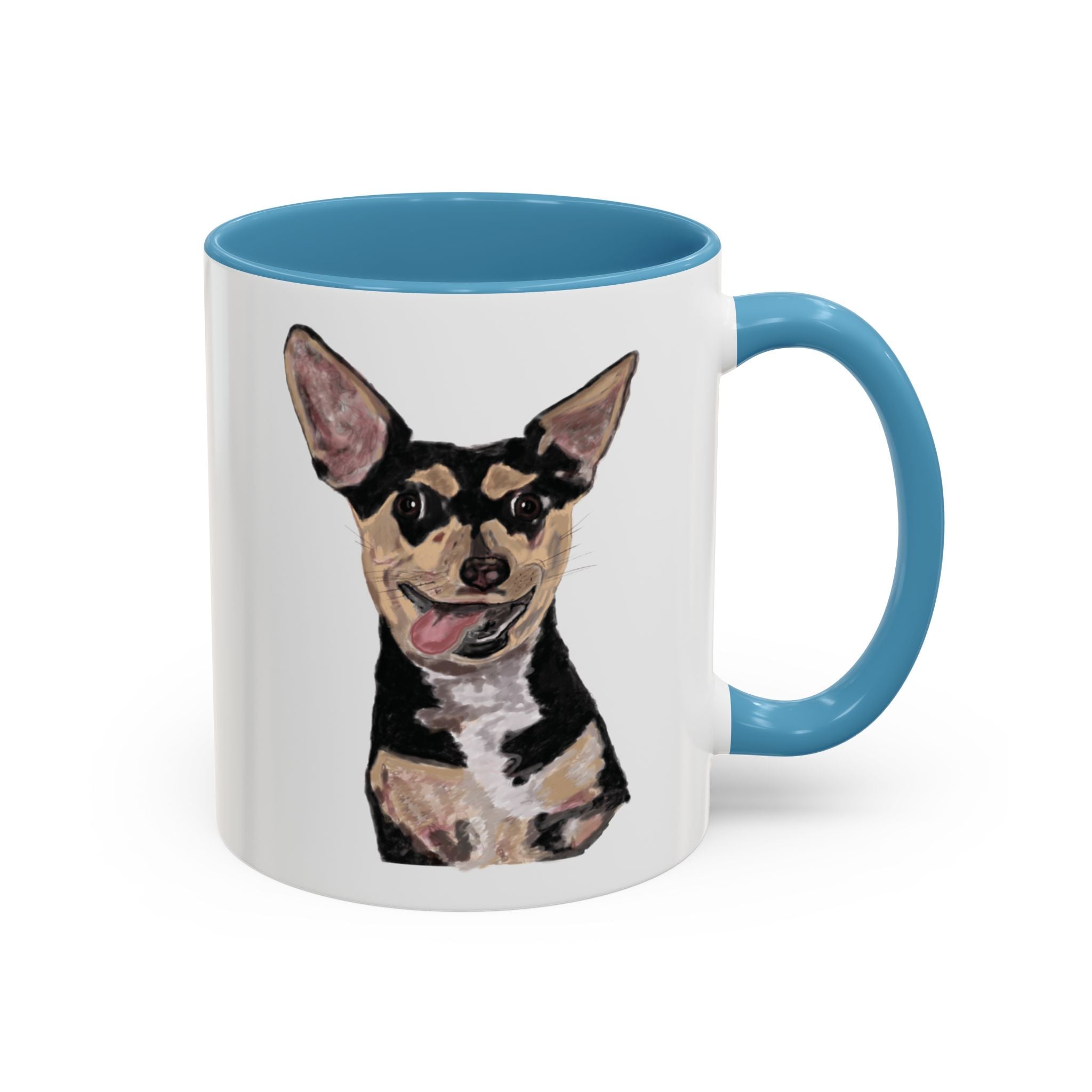 Chihuahua "Rascal" Two Tone Ceramic Coffee Mugs - Blue Cava