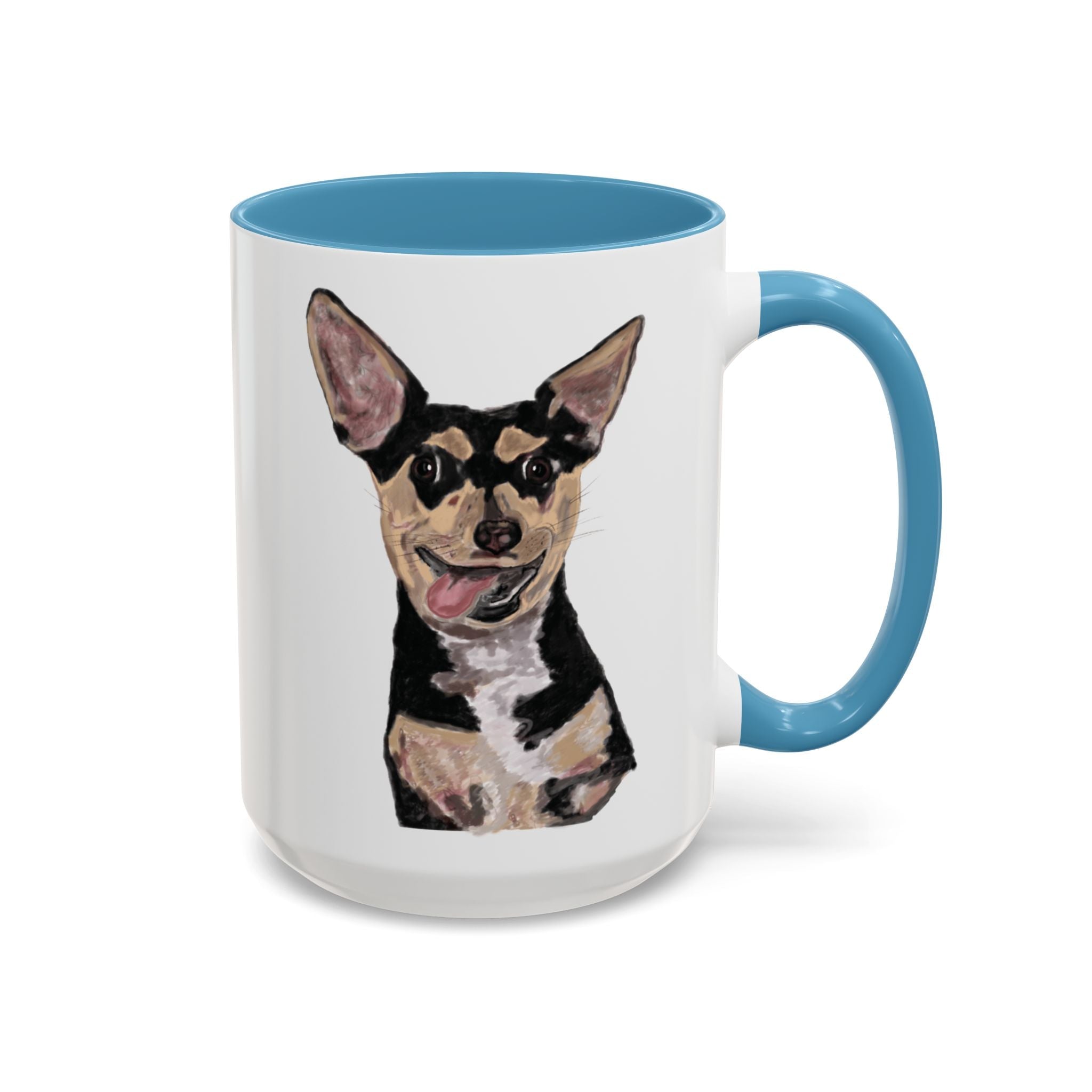 Chihuahua "Rascal" Two Tone Ceramic Coffee Mugs - Blue Cava