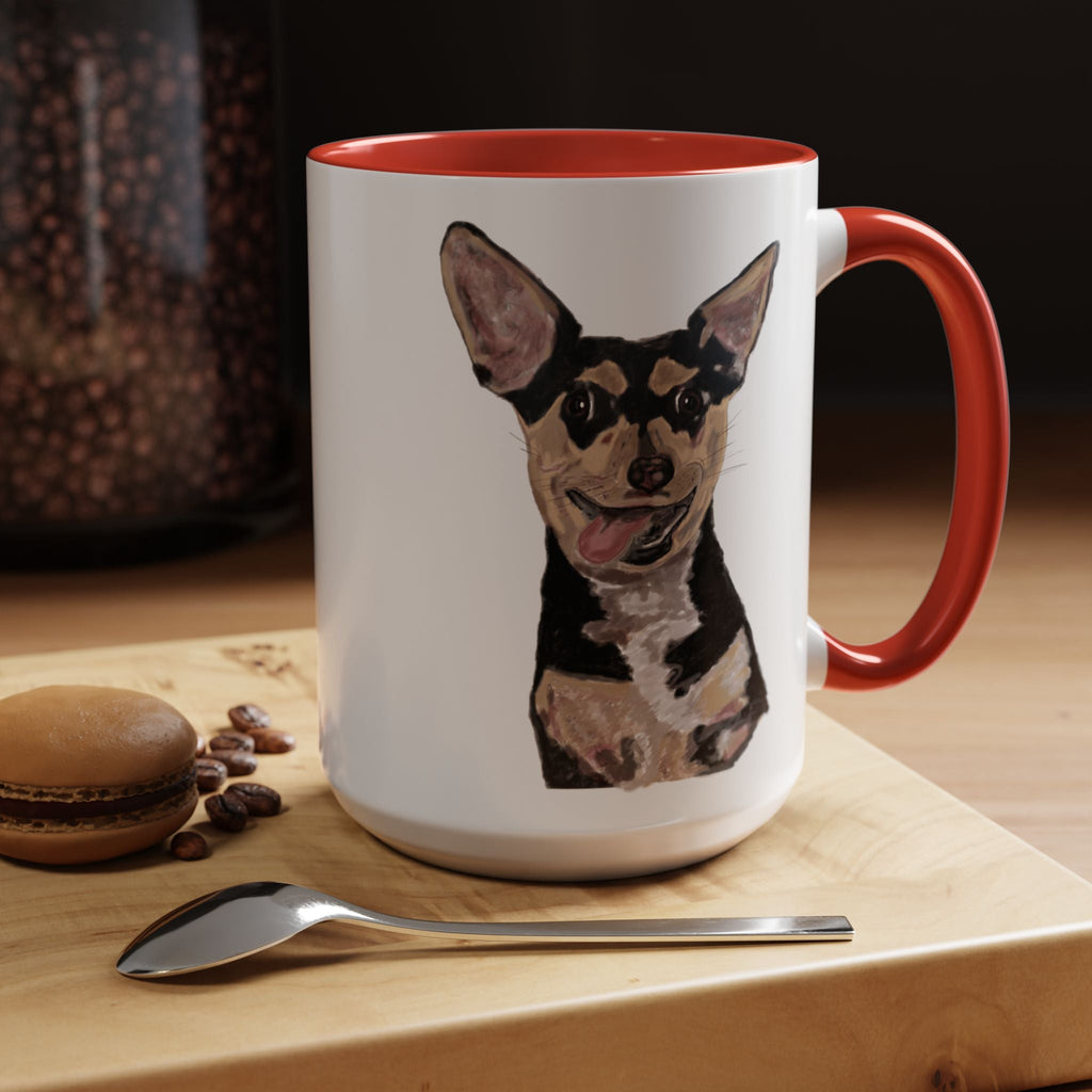 Chihuahua "Rascal" Two Tone Ceramic Coffee Mugs - Blue Cava