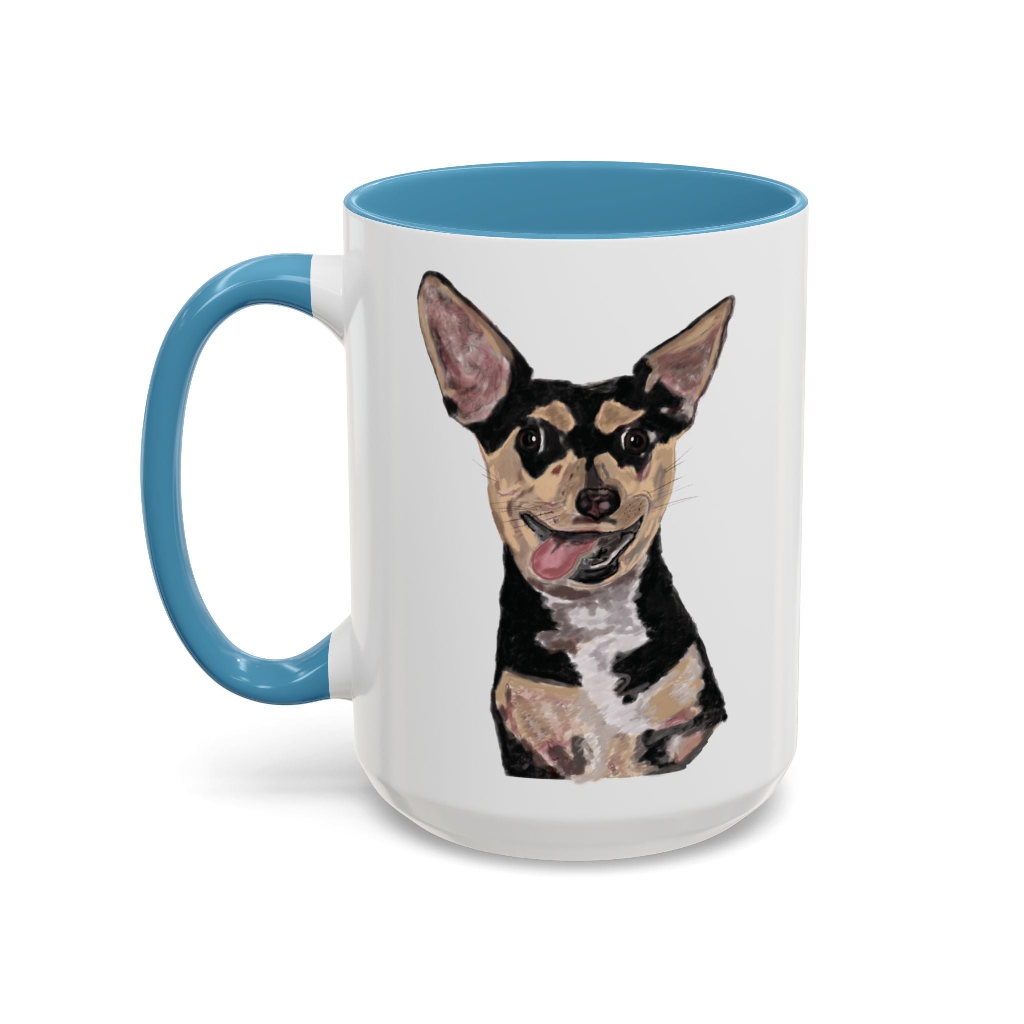 Chihuahua "Rascal" Two Tone Ceramic Coffee Mugs - Blue Cava