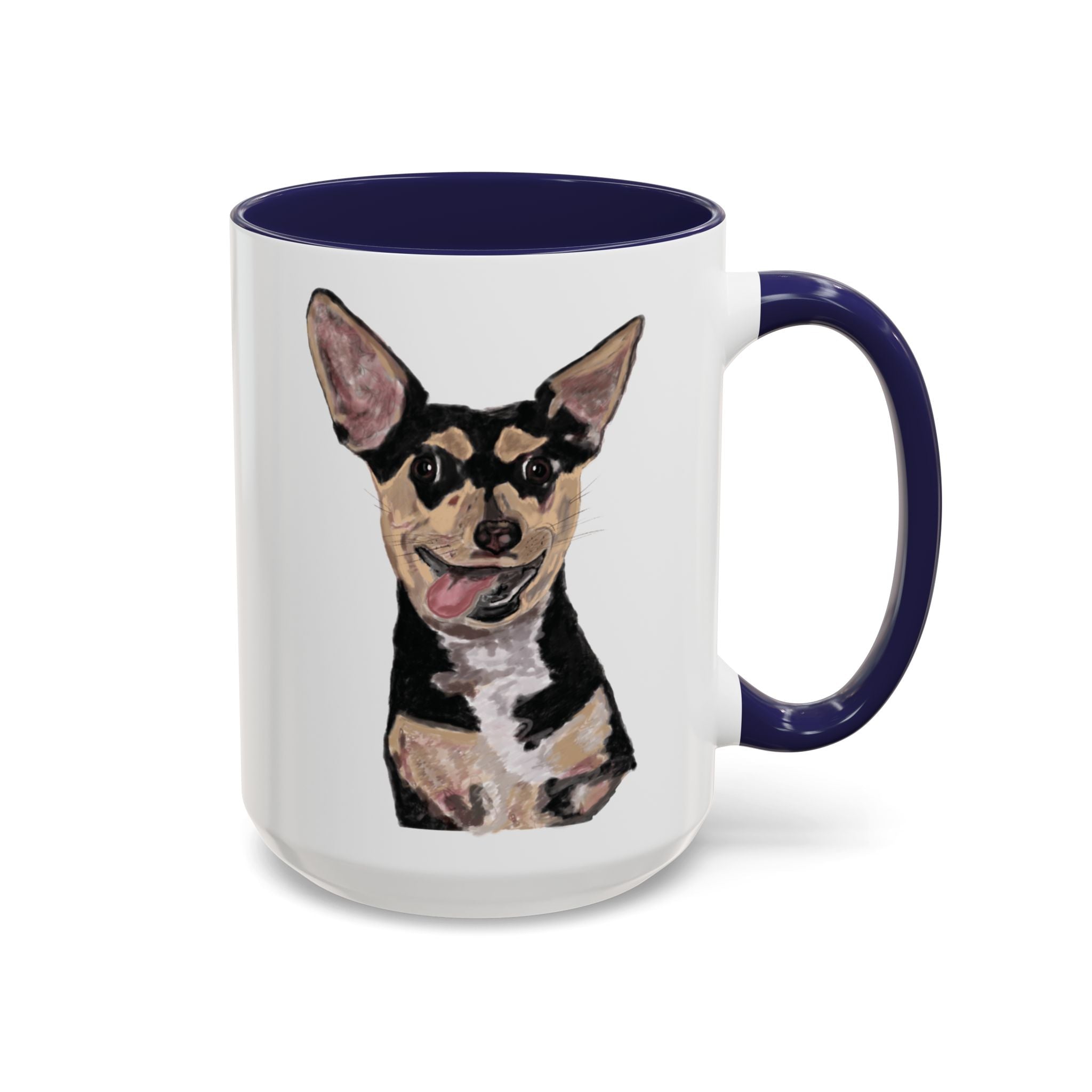 Chihuahua "Rascal" Two Tone Ceramic Coffee Mugs - Blue Cava
