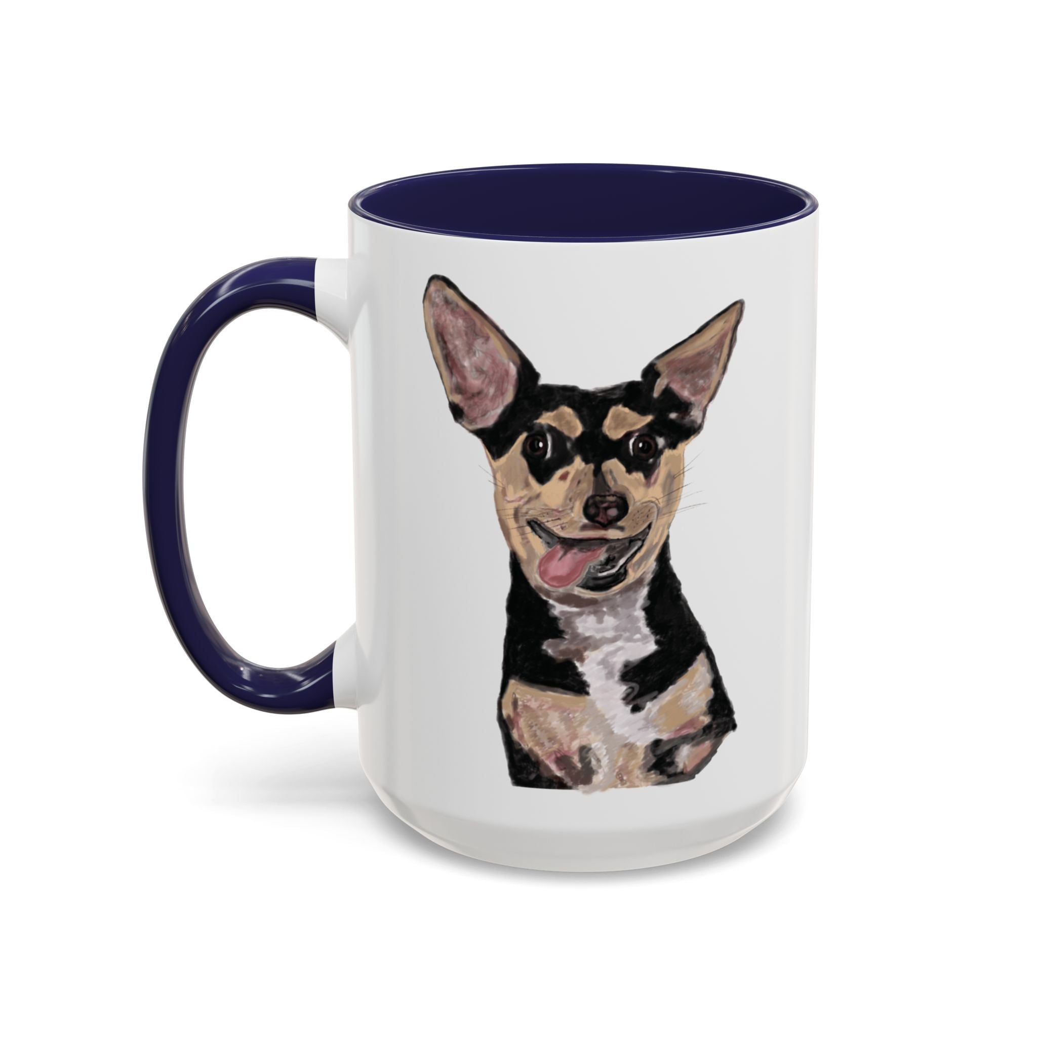Chihuahua "Rascal" Two Tone Ceramic Coffee Mugs - Blue Cava