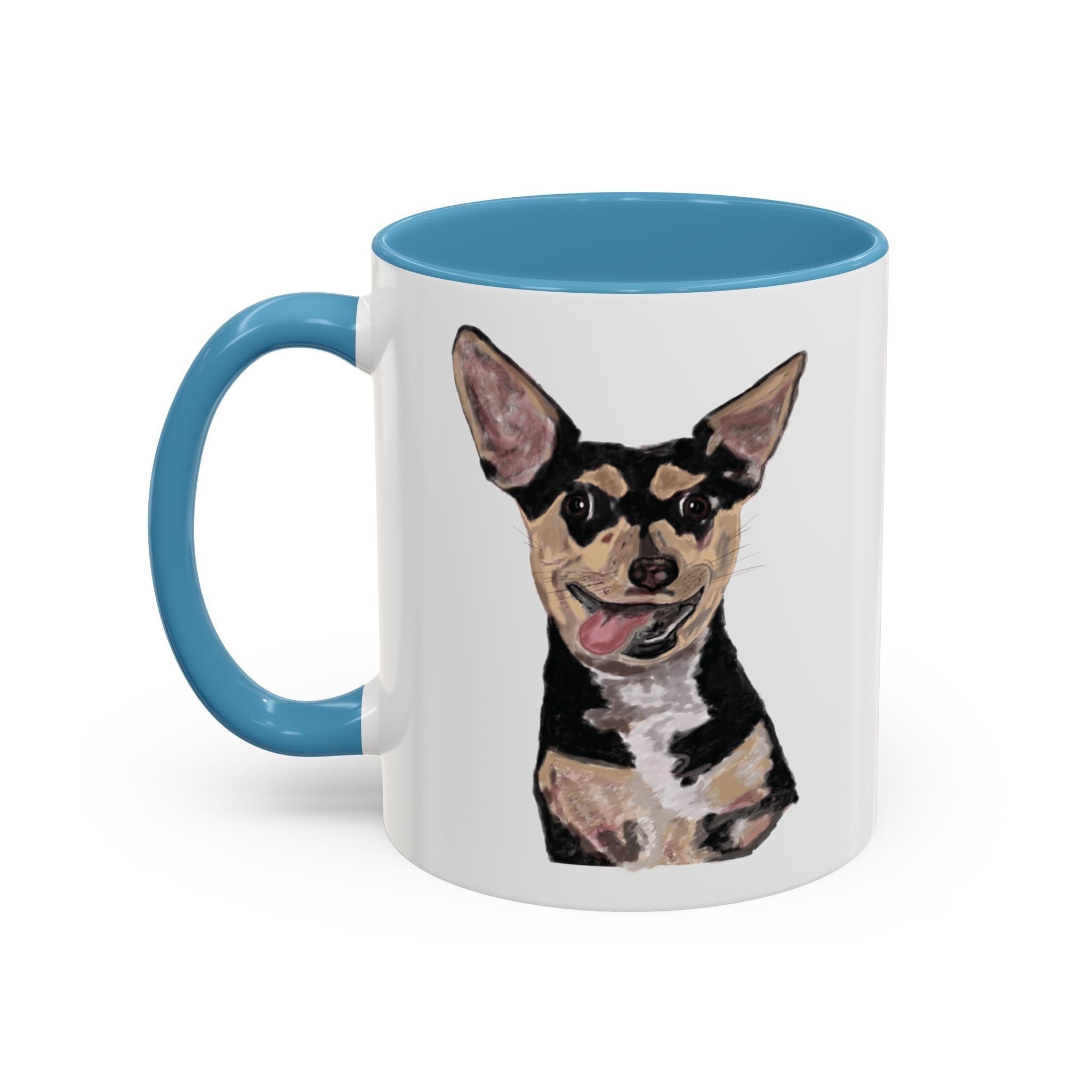 Chihuahua "Rascal" Two Tone Ceramic Coffee Mugs - Blue Cava