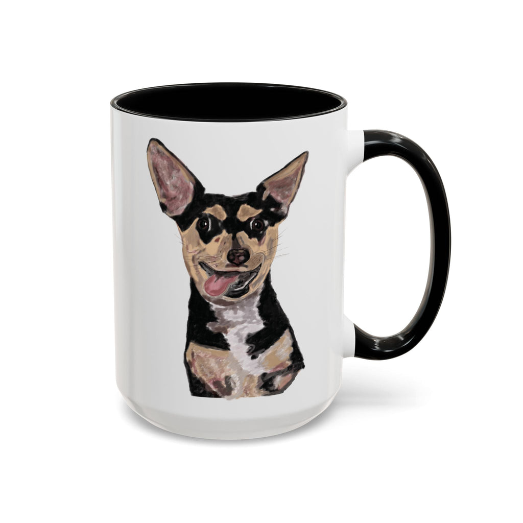 Chihuahua "Rascal" Two Tone Ceramic Coffee Mugs - Blue Cava