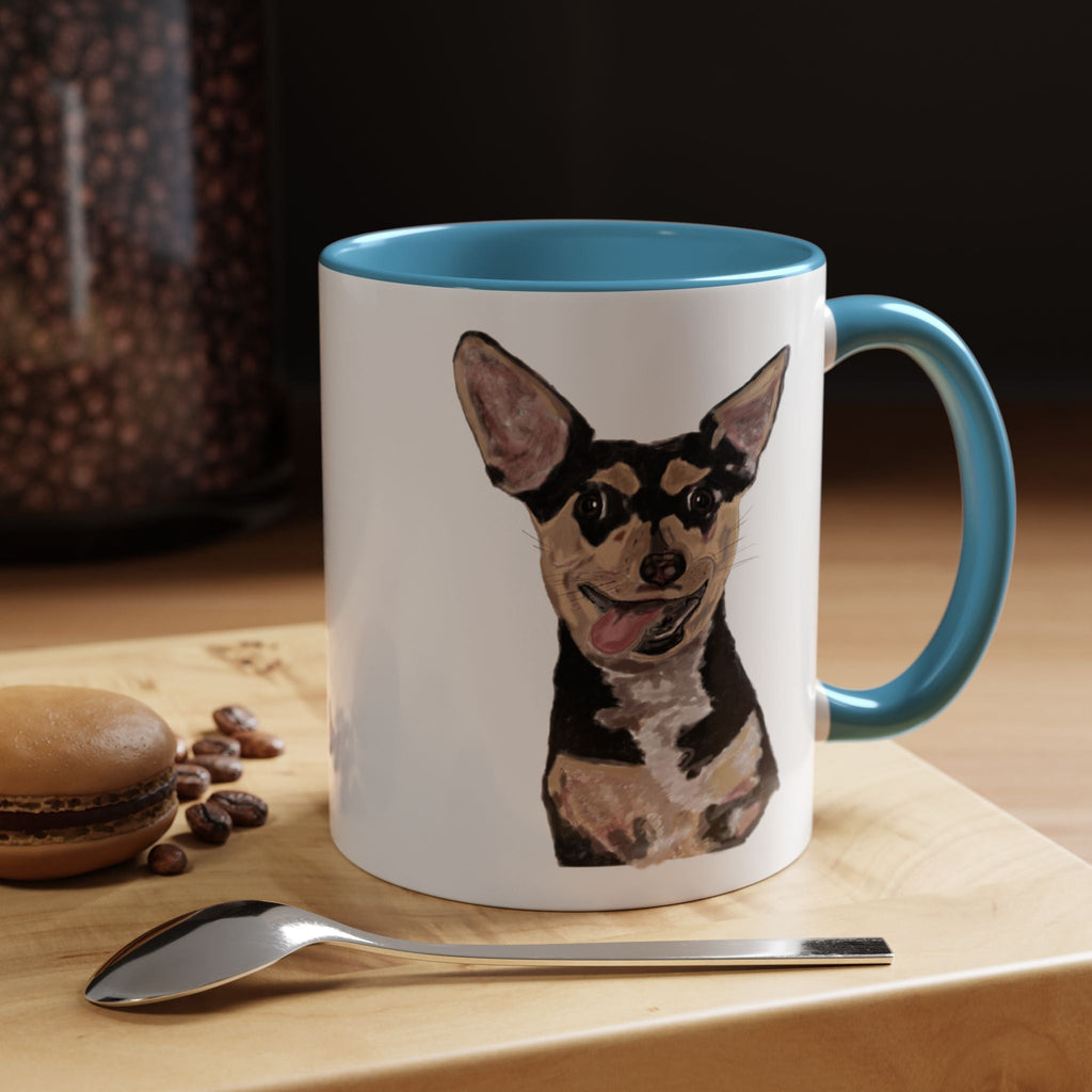 Chihuahua "Rascal" Two Tone Ceramic Coffee Mugs - Blue Cava