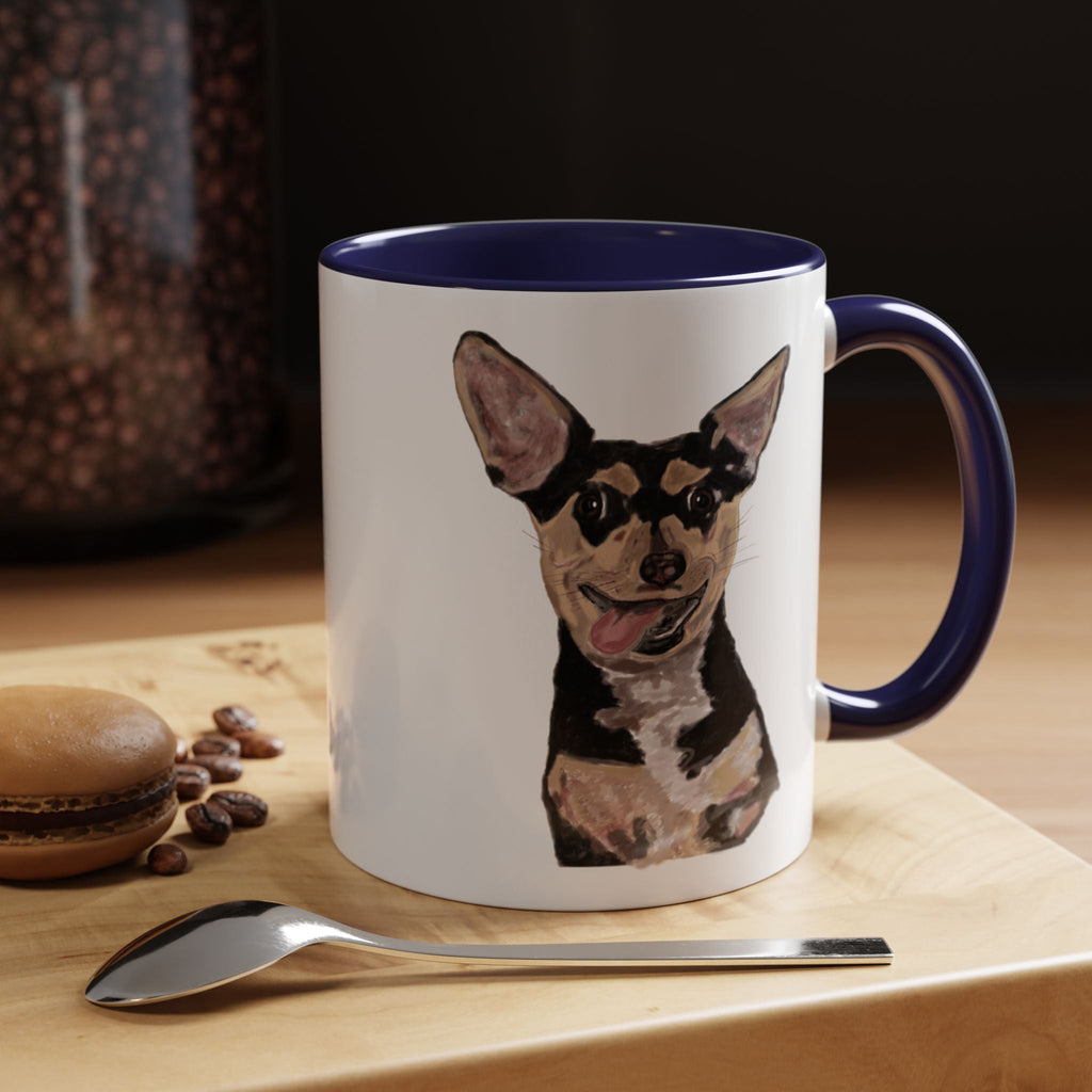 Chihuahua "Rascal" Two Tone Ceramic Coffee Mugs - Blue Cava